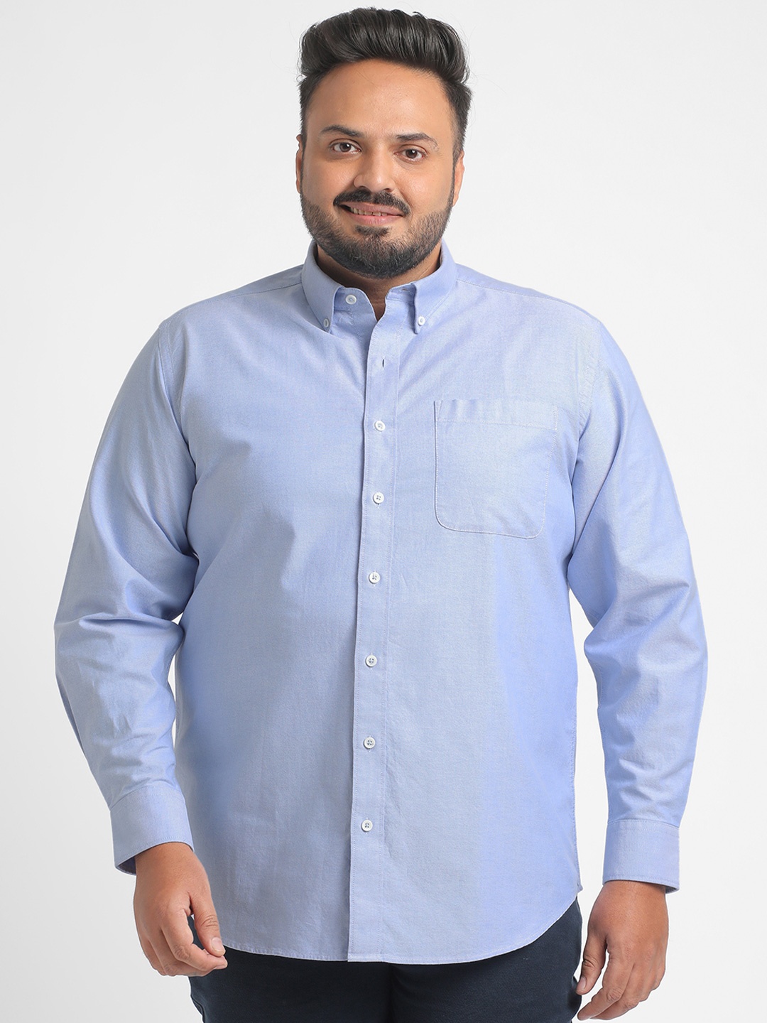 

Big Hello - The Plus Life Men Opaque Casual Shirt, Blue