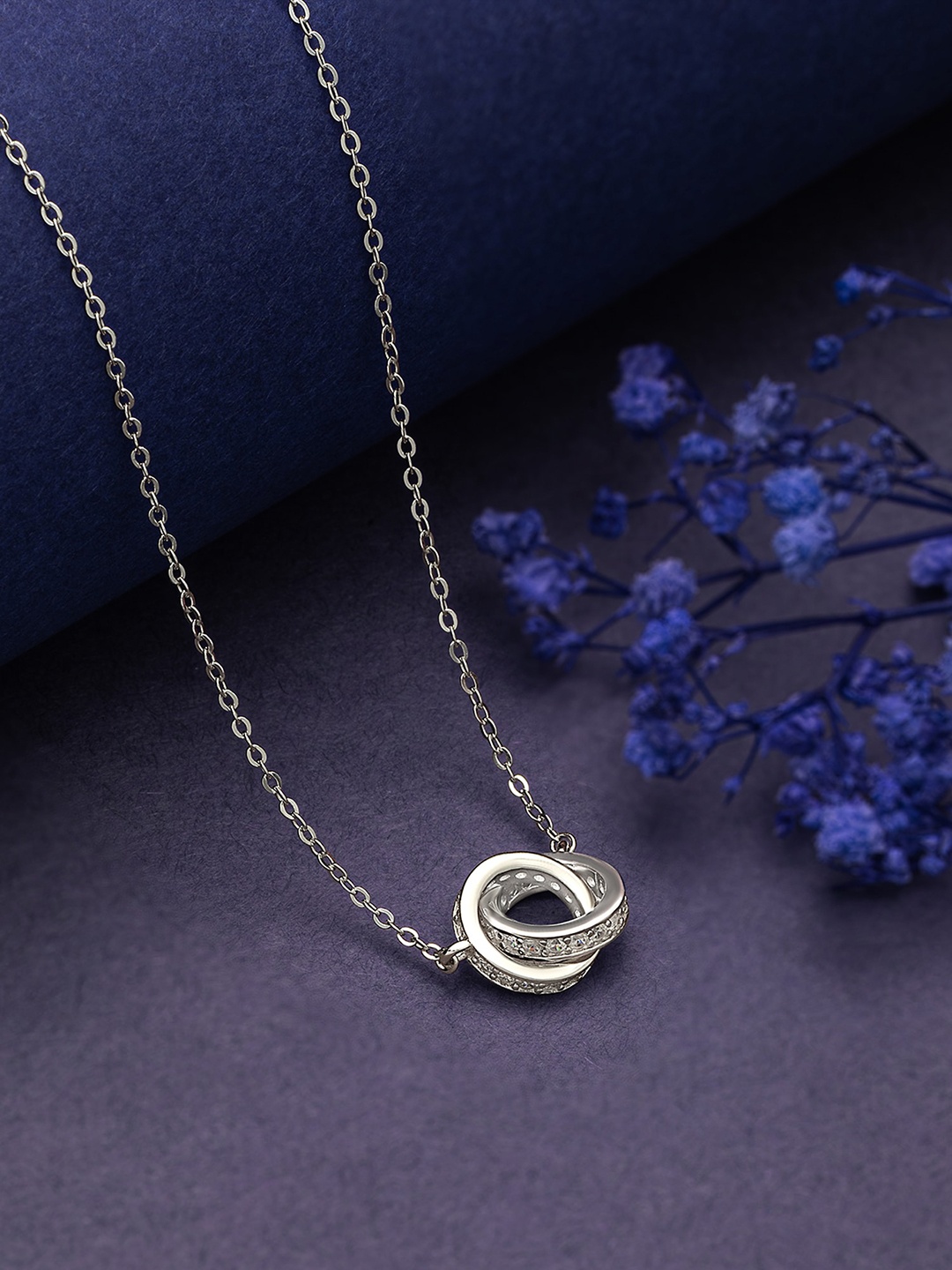

SILBERRY 925 Sterling Silver Rhodium-Plated Contemporary Pendants with Chains