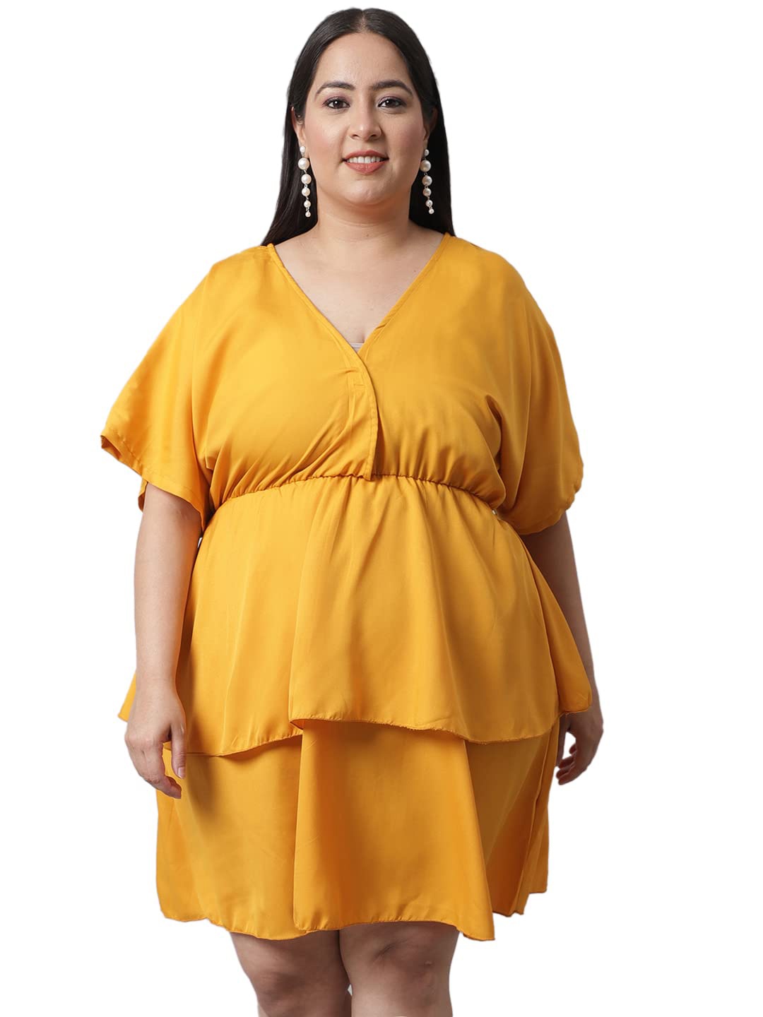 

Flambeur Plus Size Crepe Wrap Dress, Mustard