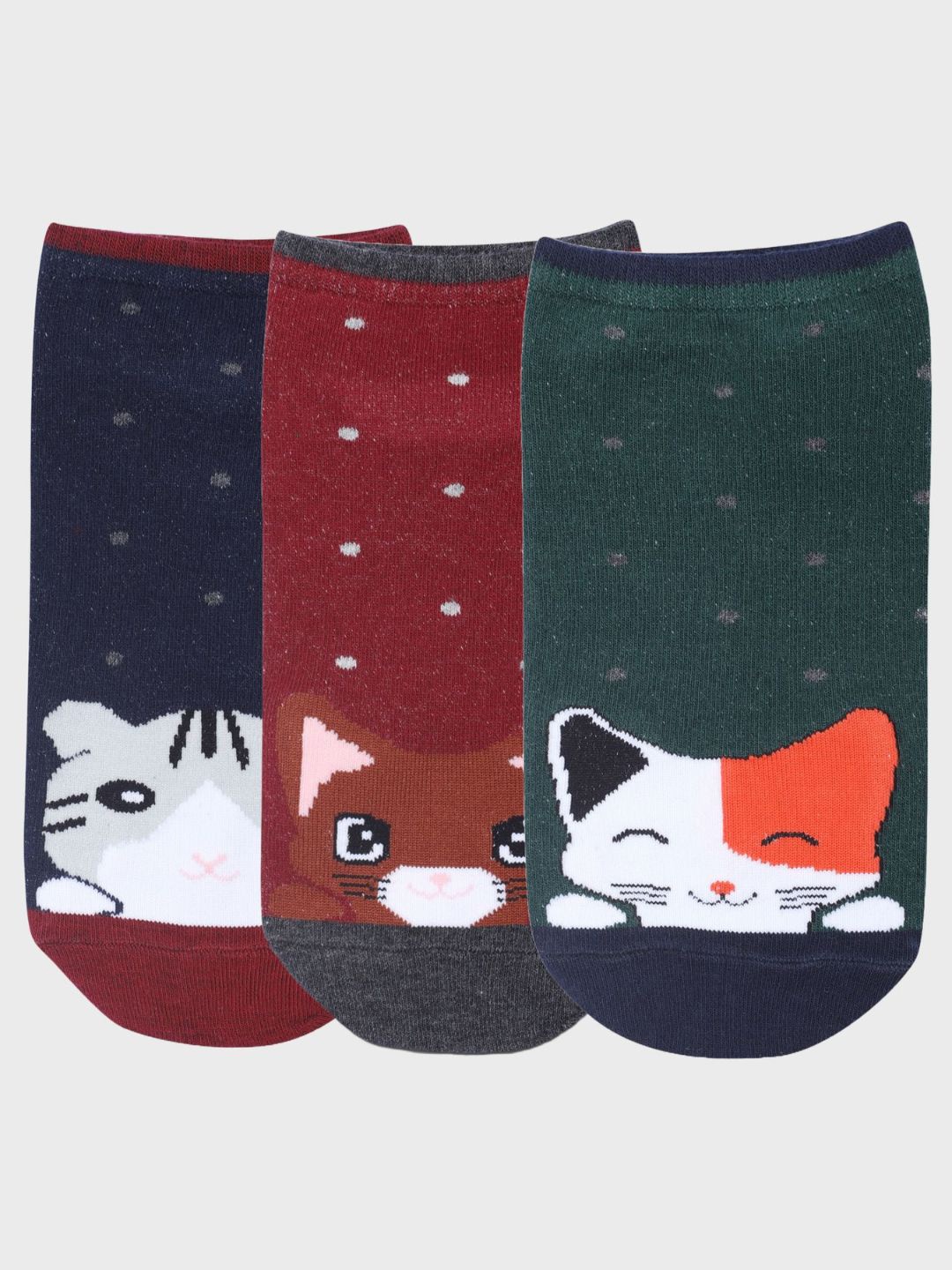 

N2S NEXT2SKIN Women Pack Of 3 Patterned Cotton Ankle-Length Socks, Navy blue