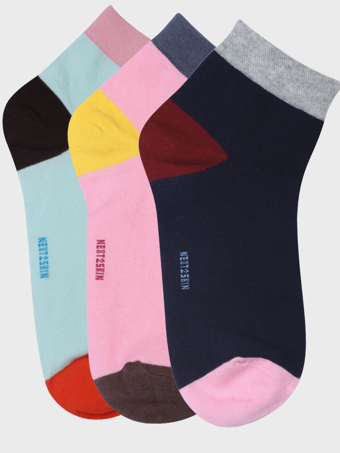 

N2S NEXT2SKIN Women Pack Of 3 Colorblocked Cotton Socks, Pink