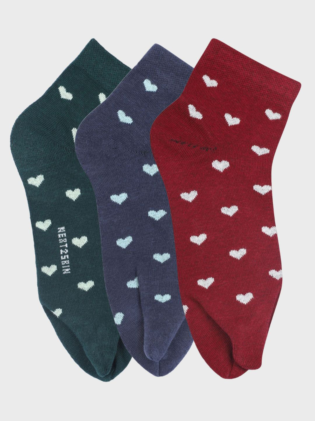 

N2S NEXT2SKIN Women Pack of 3 Patterned Cotton Ankle-Length Socks, Green
