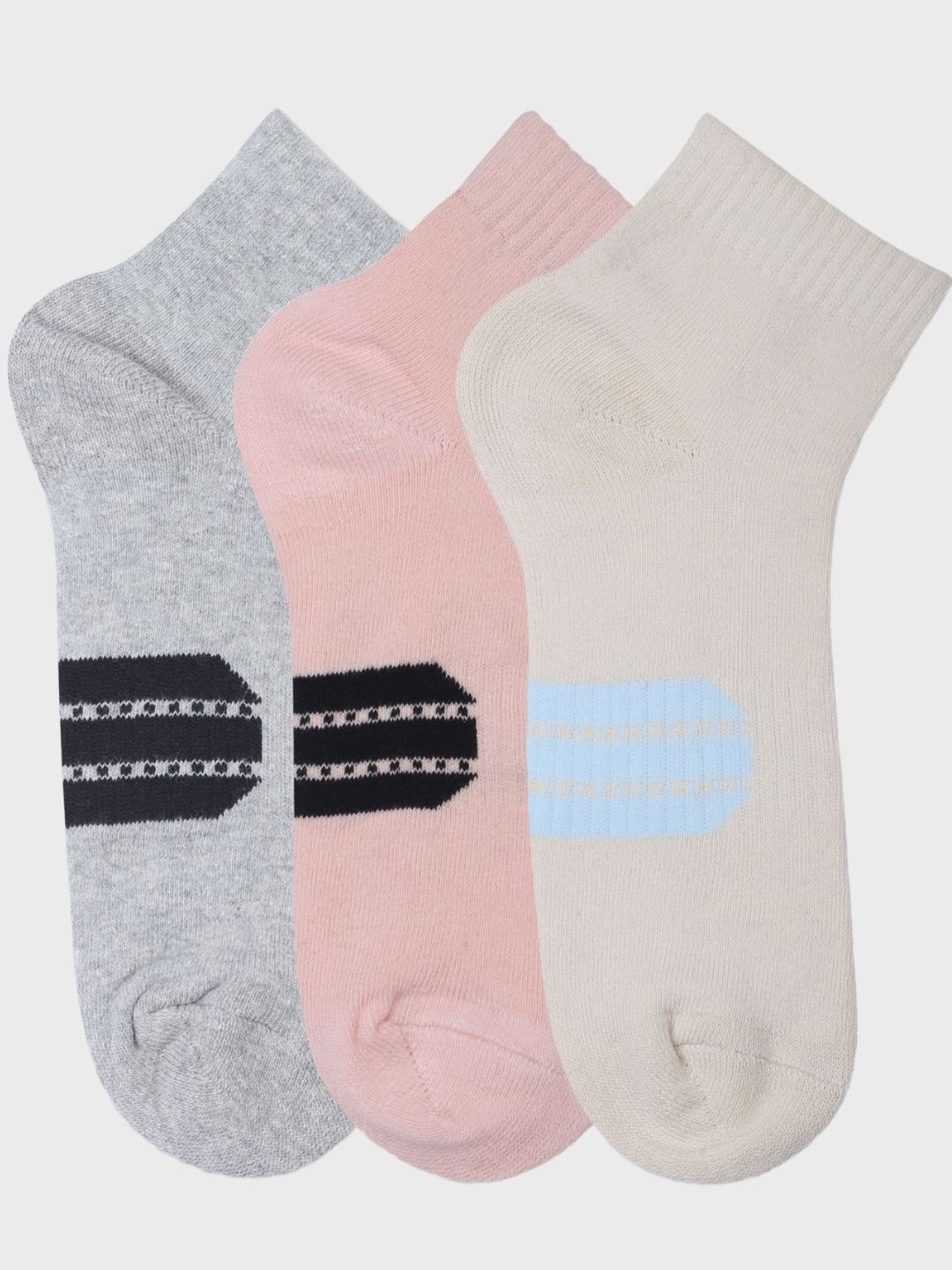 

N2S NEXT2SKIN Pack Of 3 Printed Cotton Above Ankle Length Socks, Cream
