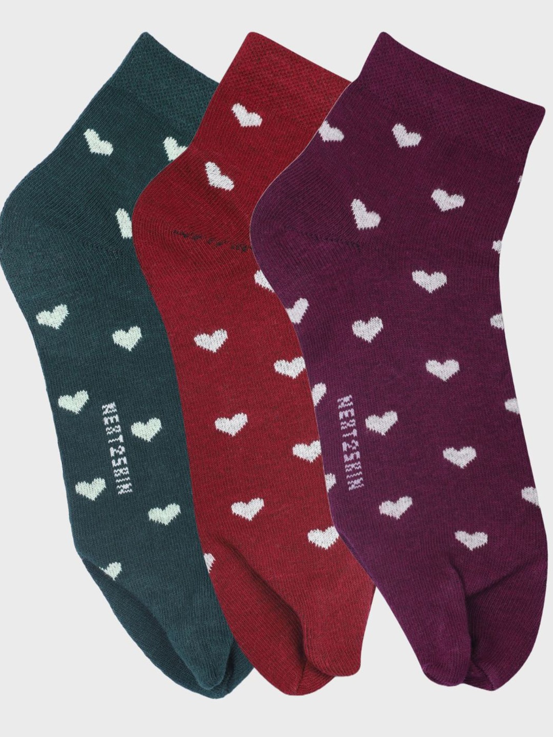 

N2S NEXT2SKIN Women Pack Of 3 Patterned Cotton Ankle-Length Socks, Green