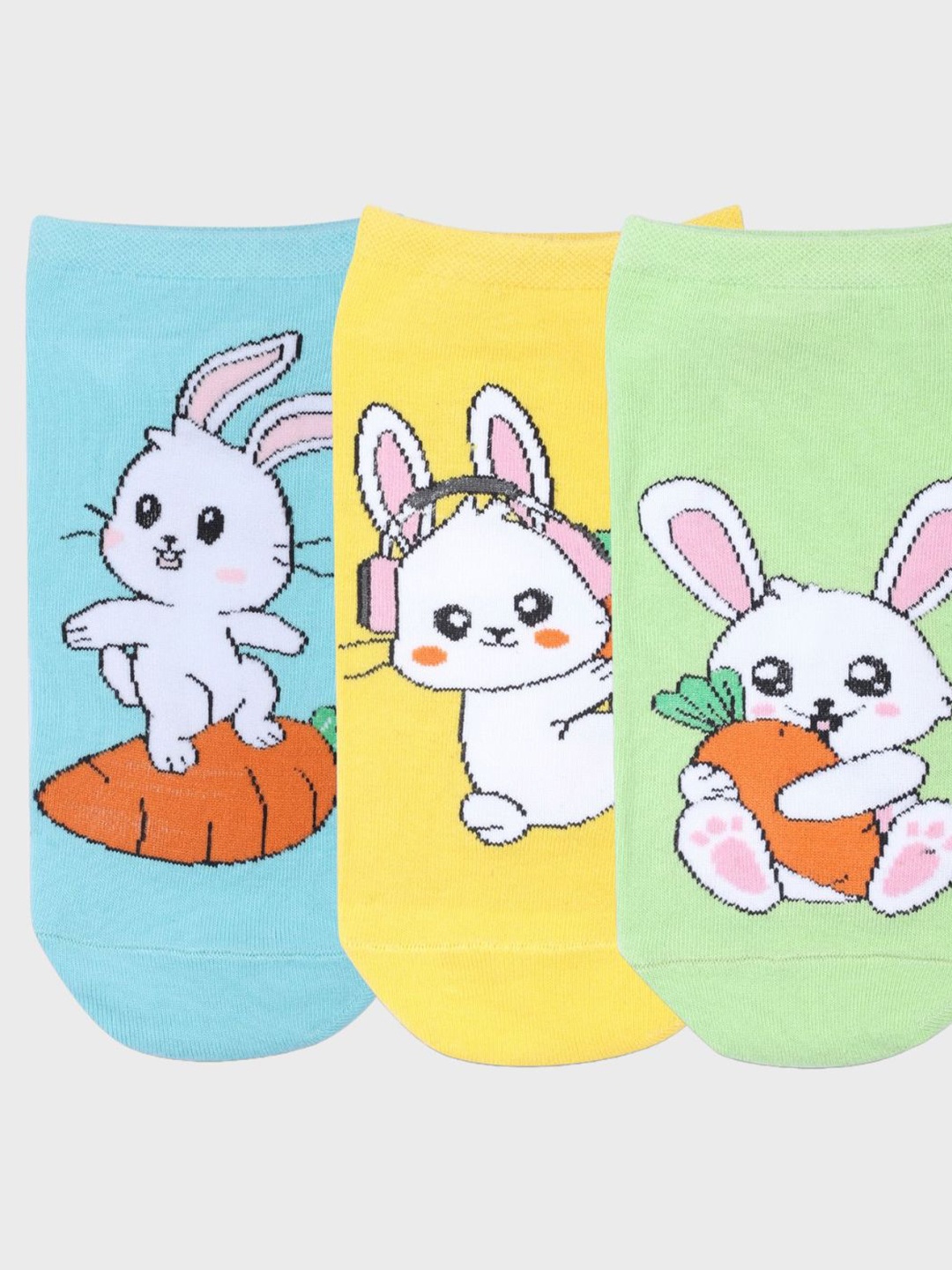 

N2S NEXT2SKIN Women Pack Of 3 Patterned Cotton Ankle-Length Socks, Blue
