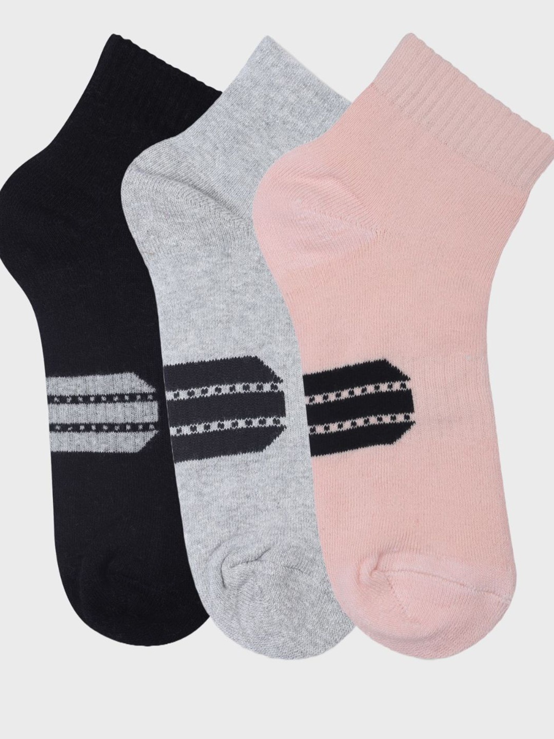 

N2S NEXT2SKIN Pack Of 3 Patterned Ankle Socks, Grey