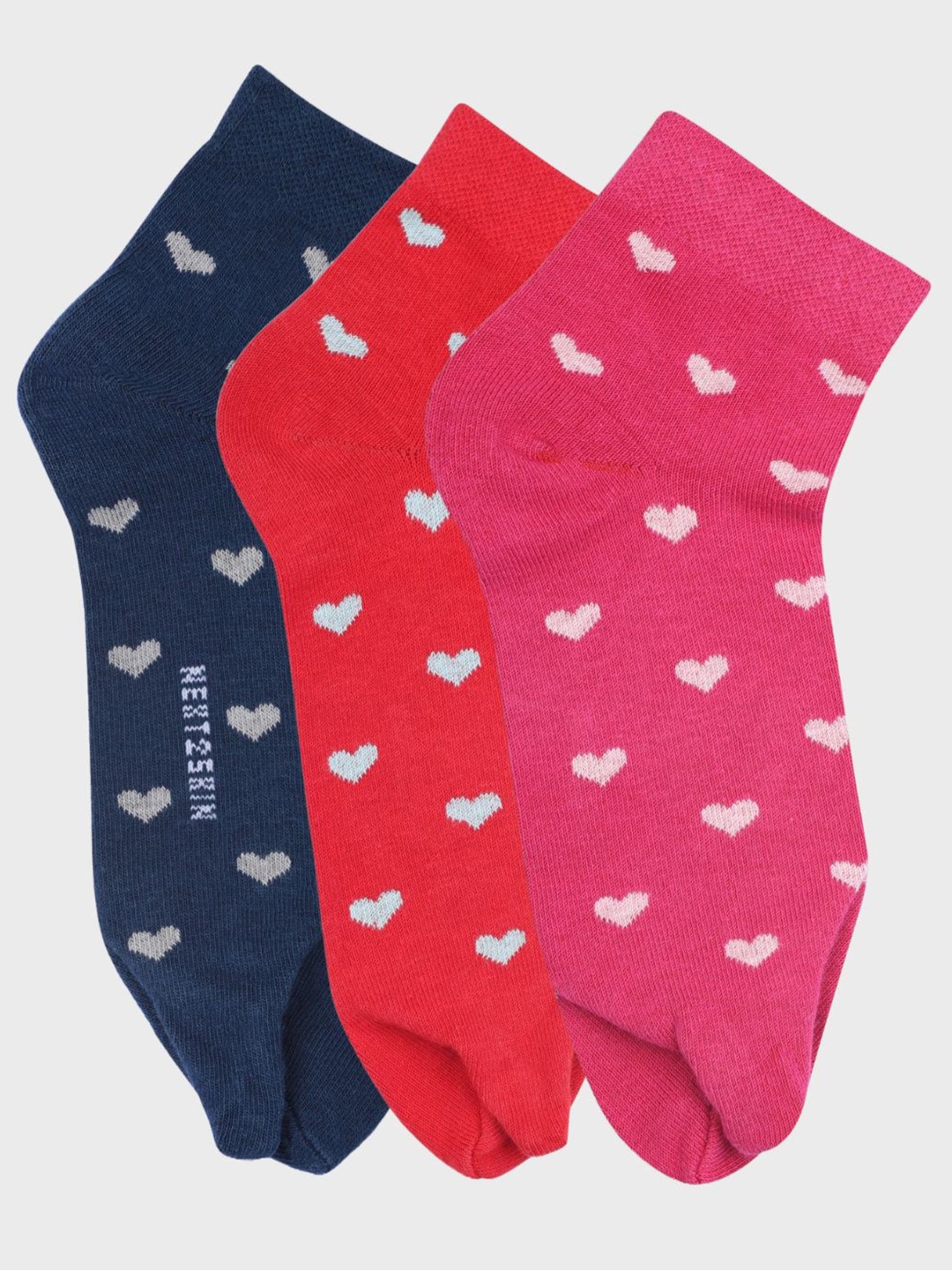 

N2S NEXT2SKIN Women Pack Of 3 Patterned Cotton Above Ankle Socks, Blue