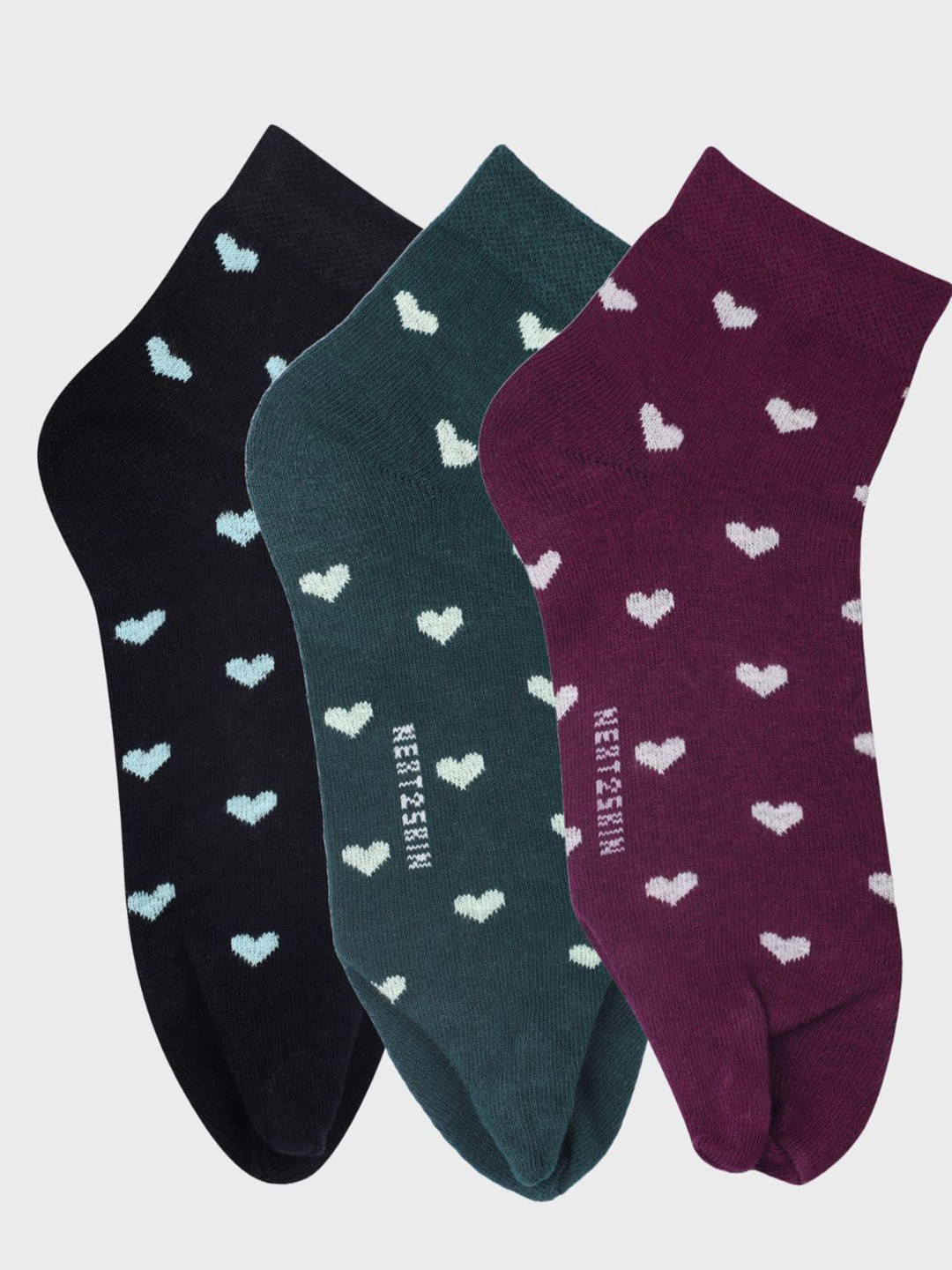 

N2S NEXT2SKIN Women Pack Of 3 Patterned Breathable Cotton Ankle-Length Socks, Black