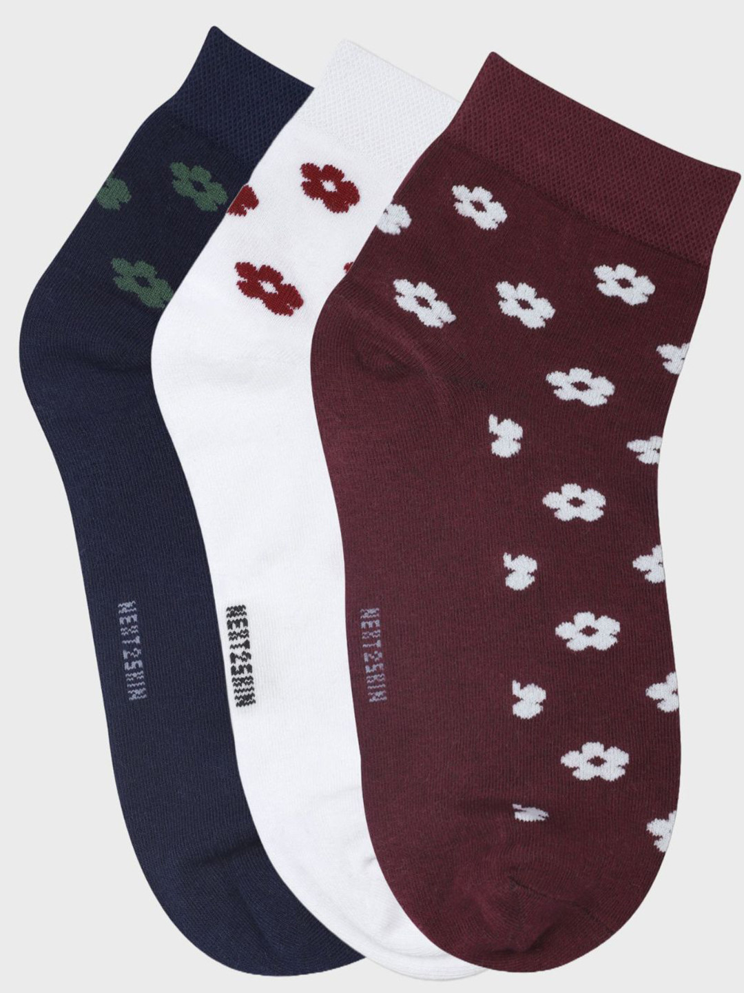 

N2S NEXT2SKIN Women Pack Of 3 Patterned Breathable Ankle-Length Socks, Navy blue