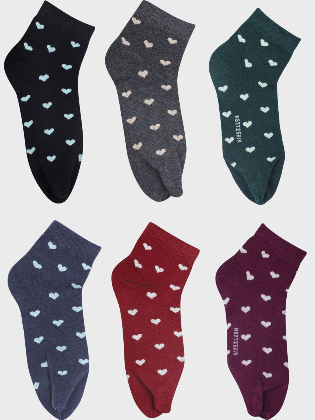 

N2S NEXT2SKIN Women Assorted Pack Of 6 Patterned Cotton Ankle-Length Socks