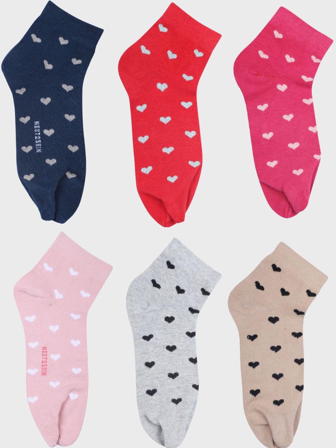 

N2S NEXT2SKIN Women Pack Of 6 Assorted Cotton Ankle-Length Socks