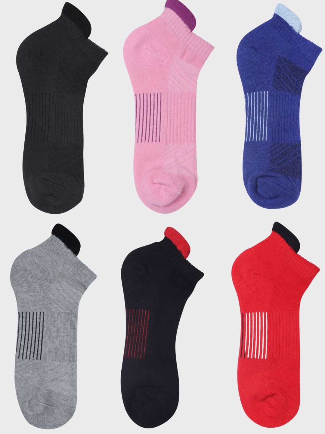 

N2S NEXT2SKIN Women Pack Of 6 Striped Assorted Ankle-Length Socks