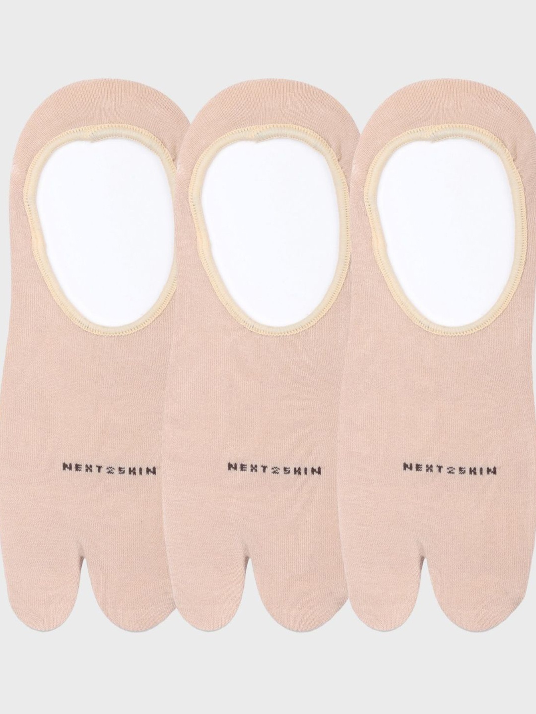 

N2S NEXT2SKIN Women Pack Of 3 Patterned Cotton Thumb Loafer Socks, Beige
