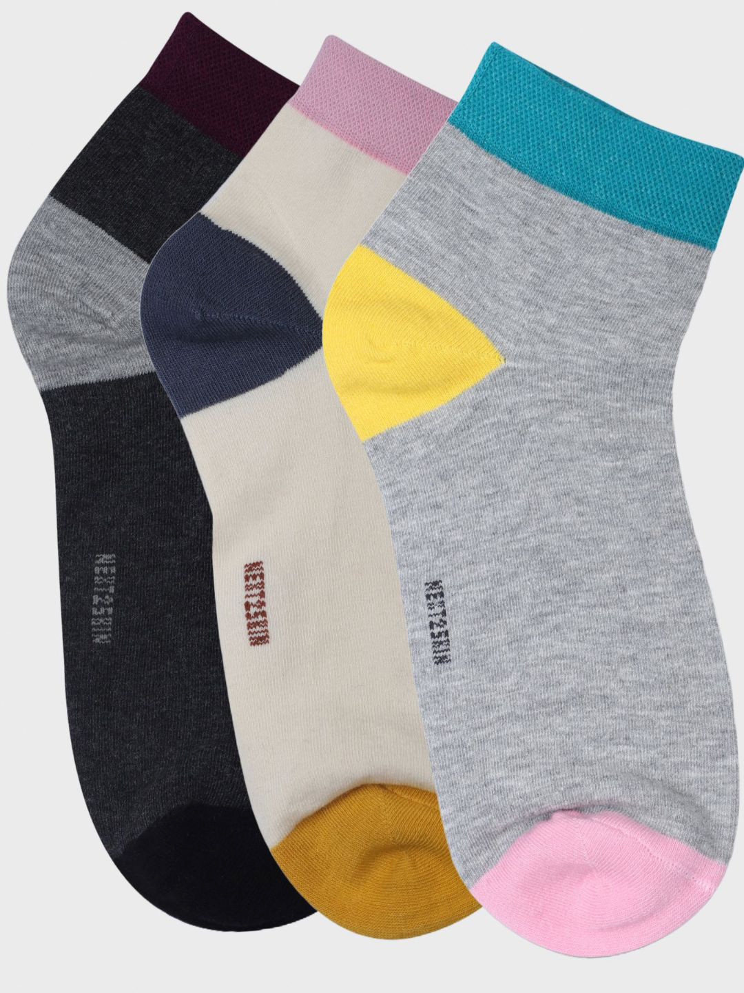 

N2S NEXT2SKIN Women Pack of 3 Patterned Cotton Ankle-Length Socks, Grey
