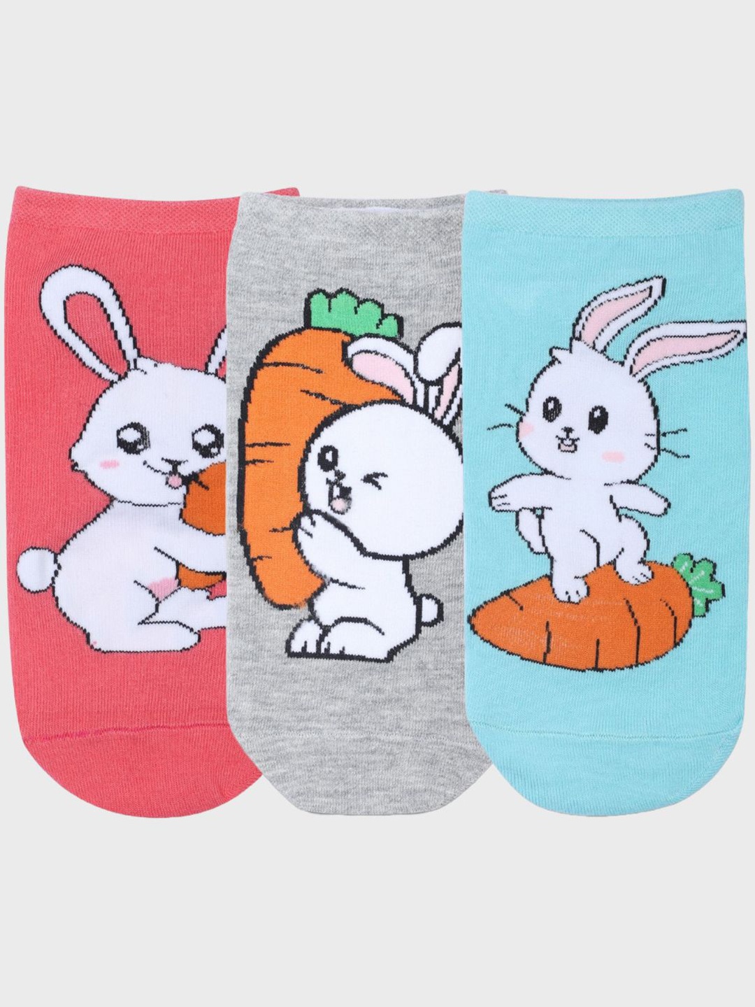 

N2S NEXT2SKIN Women Pack Of 3 Printed Shoe-Liner Cotton Socks, Pink