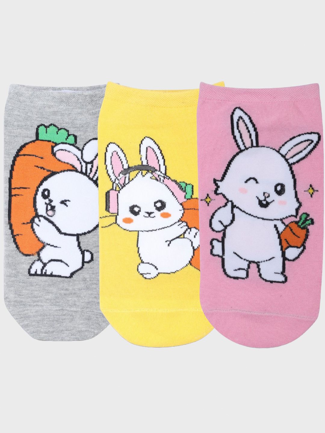 

N2S NEXT2SKIN Women Pack Of 3 Patterned Cotton Ankle Length Socks, Grey