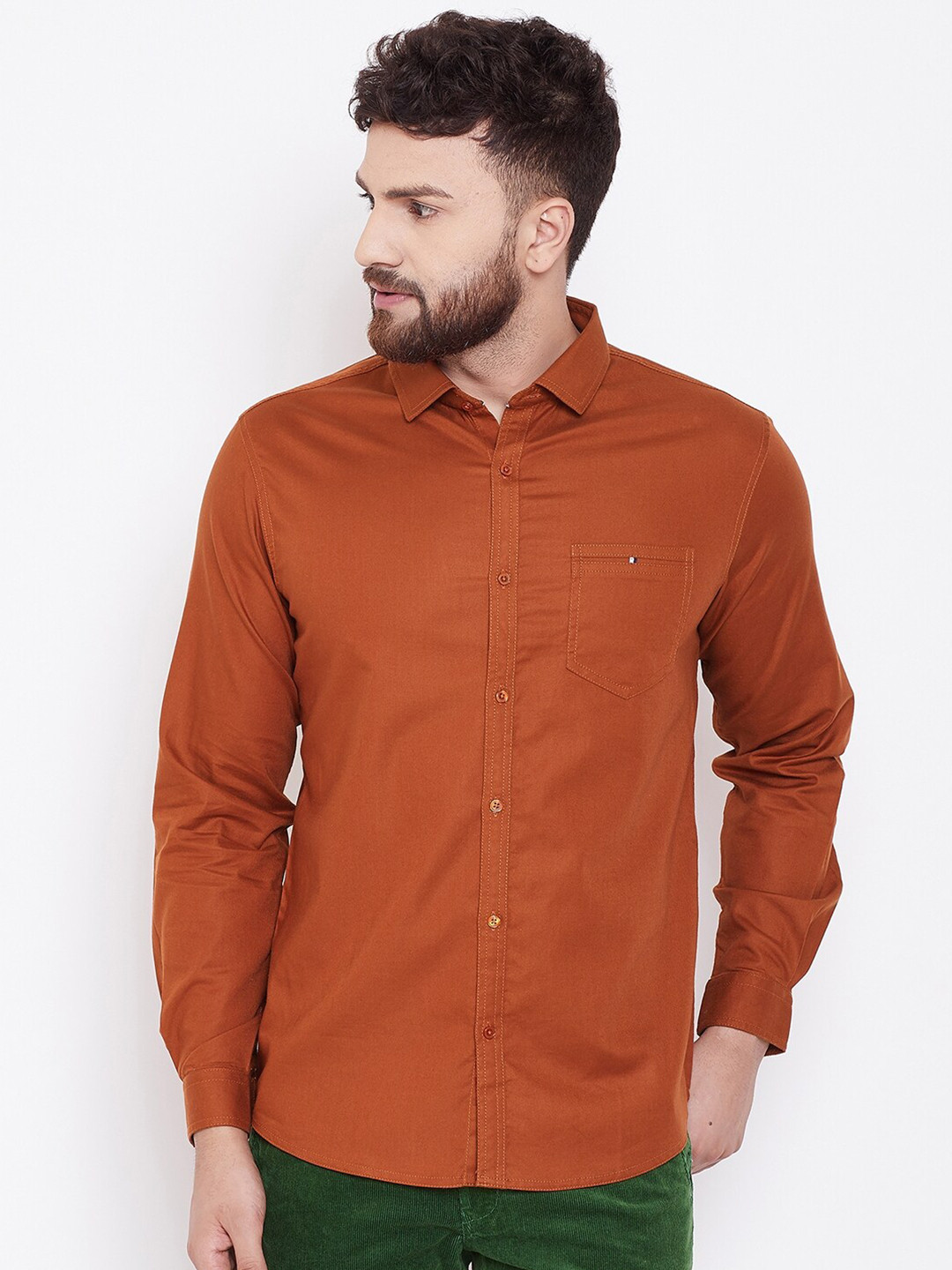 

Canary London Smart Slim Fit Cotton Casual Shirt, Rust