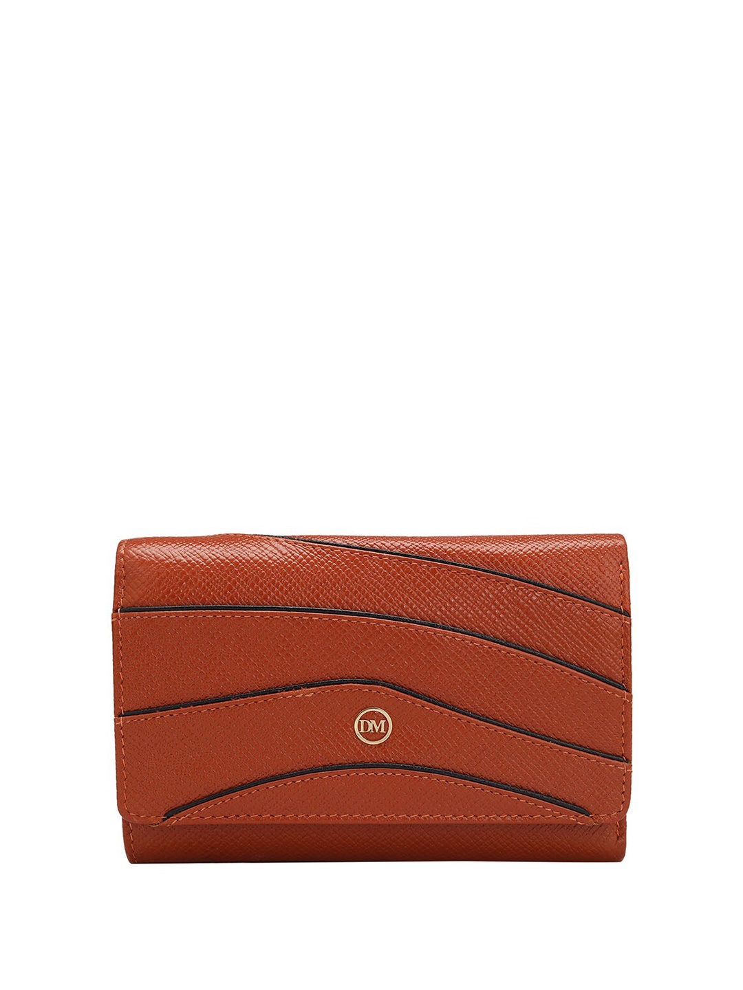 

Da Milano Women Textured Leather Two Fold Wallet, Orange