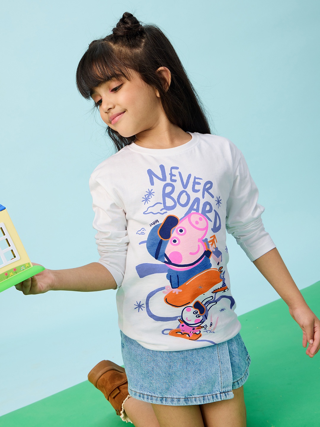 

The Souled Store Infant Girls Peppa Pig Printed Pure Cotton T-shirt, White