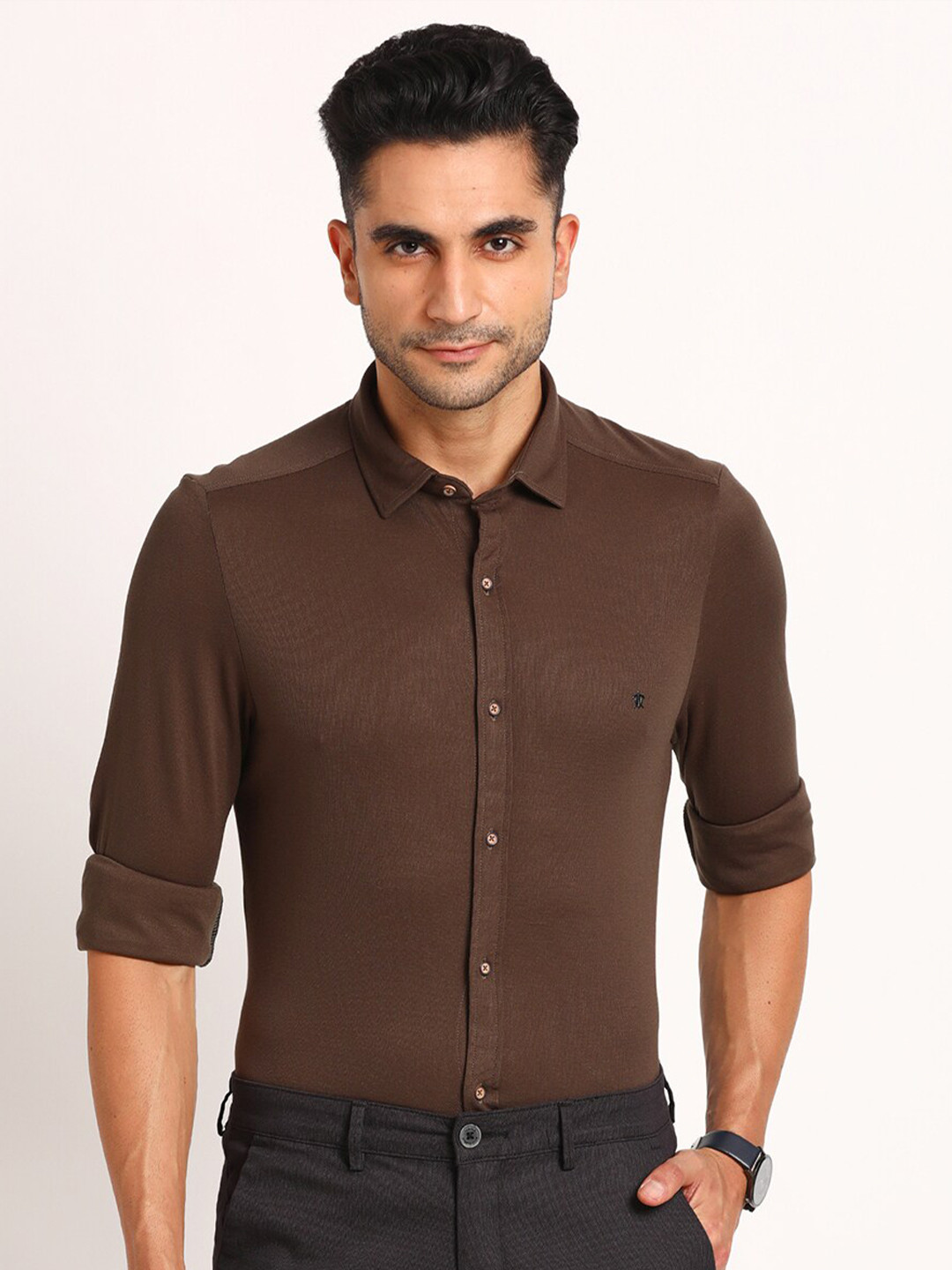 

Turtle Relaxed Slim Fit Cotton Casual Shirt, Brown