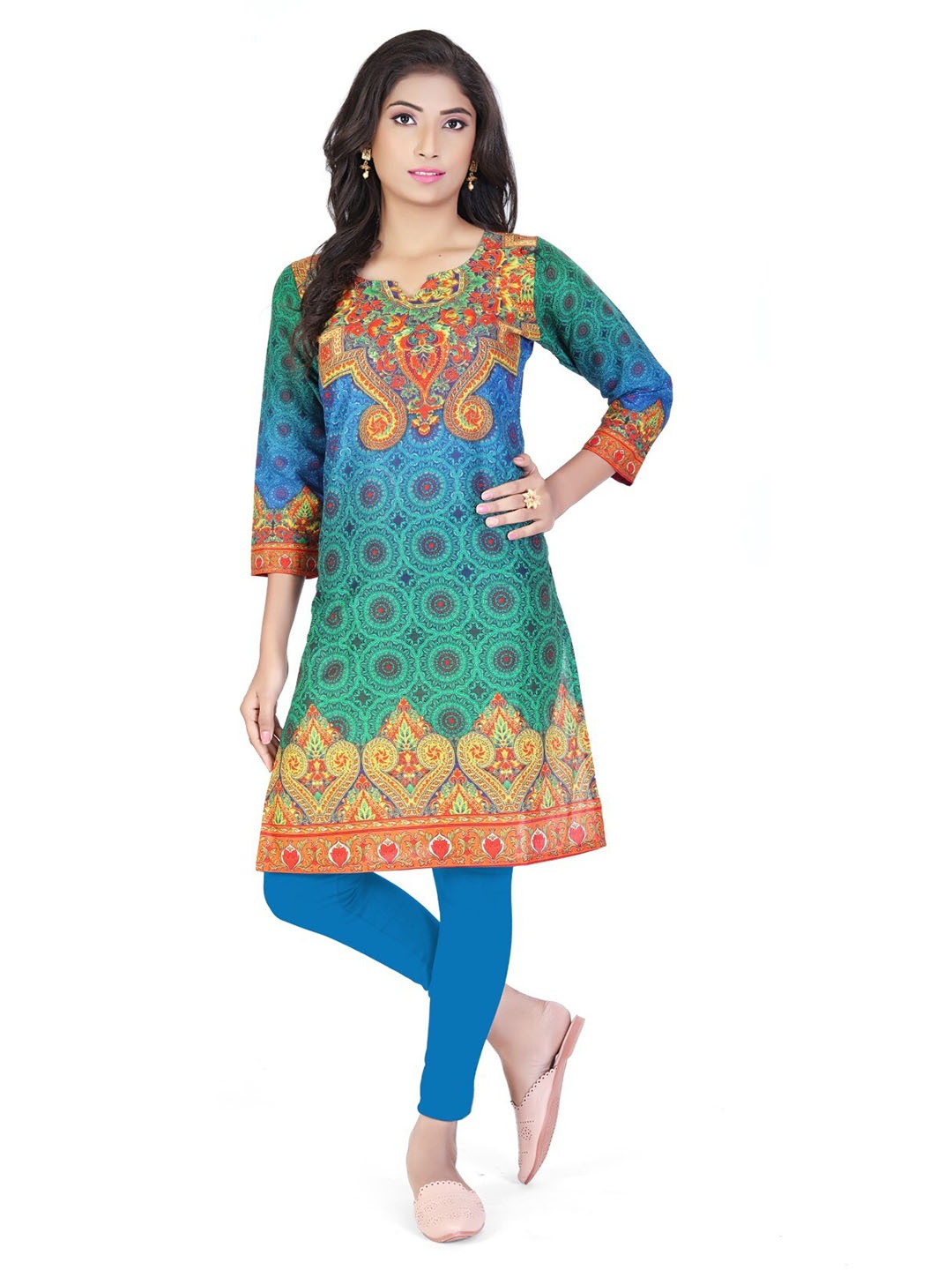 

SALWAT Ethnic Motifs Printed Straight Kurta, Blue