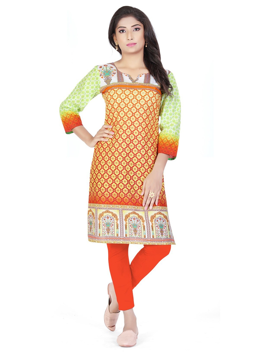 

SALWAT Floral Printed Straight Kurta, Yellow