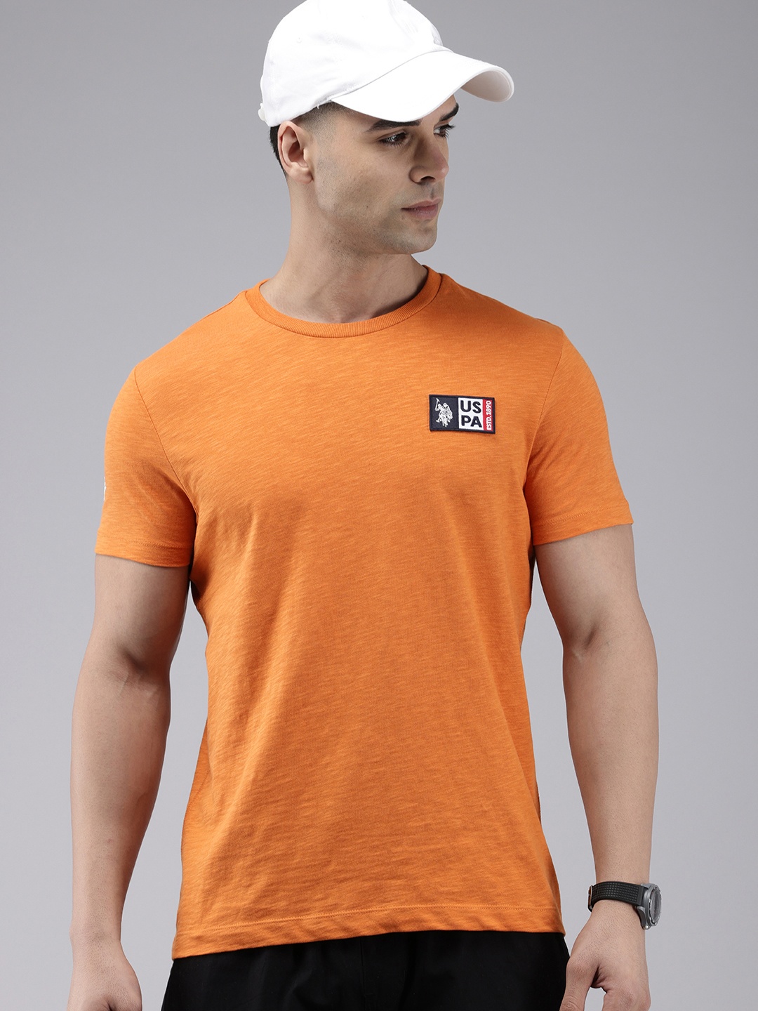 

U.S. Polo Assn. Denim Co. Pure Cotton Applique Slim Fit T-shirt, Orange
