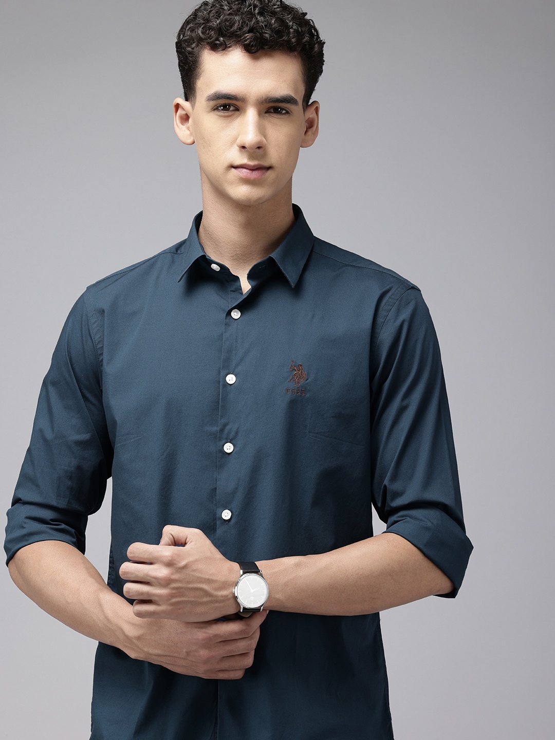 

U.S. Polo Assn. Denim Co. Slim Fit Opaque Casual Shirt, Navy blue