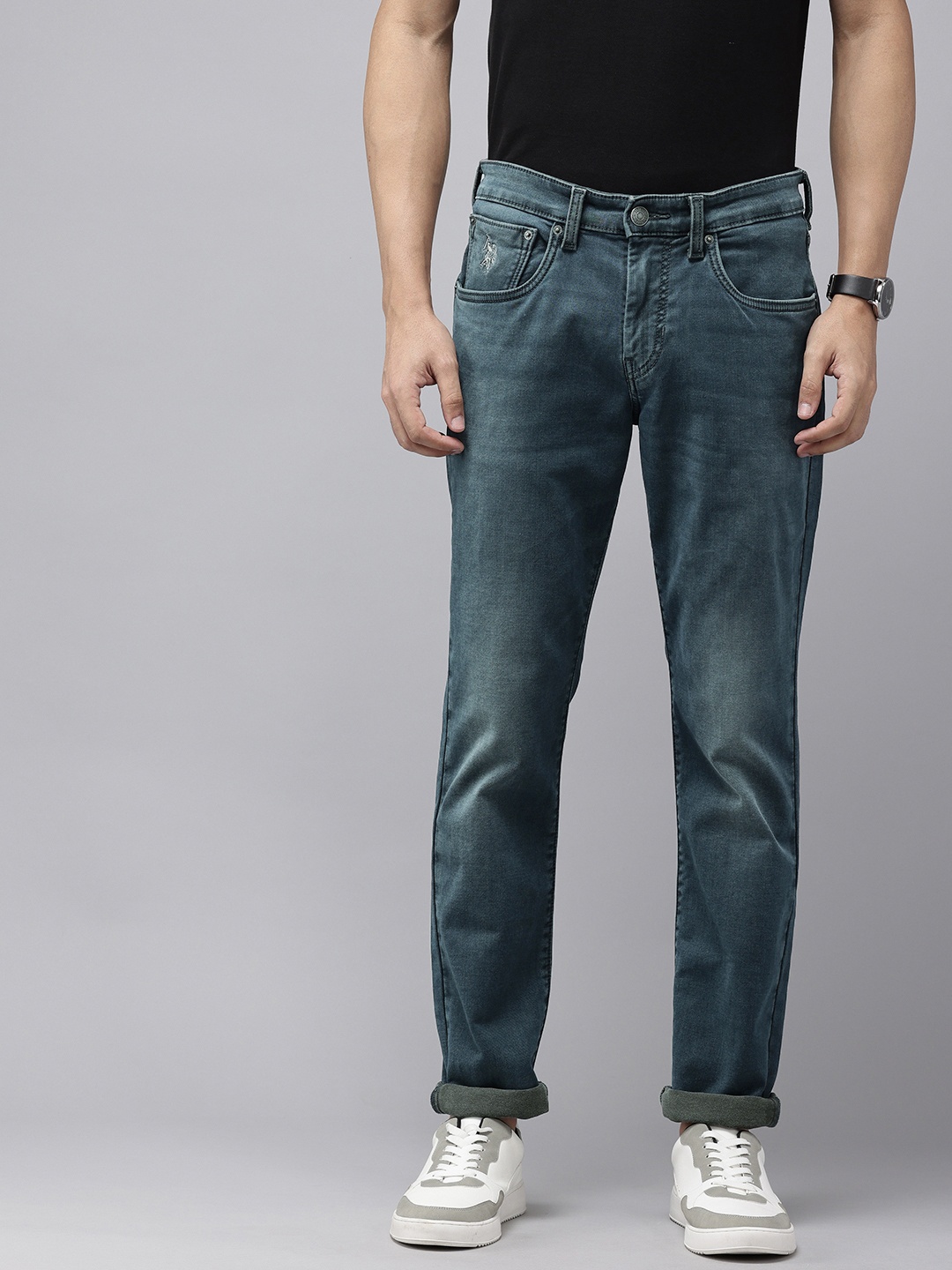 

U.S. Polo Assn. Denim Co. Men Slim Fit Heavy Fade Stretchable Jeans, Blue