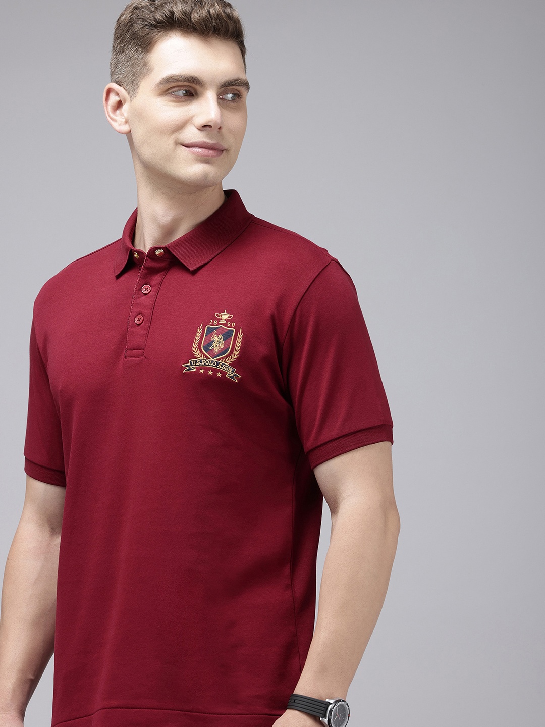 

U.S. Polo Assn. Polo Collar Pure Cotton Slim Fit T-shirt, Maroon