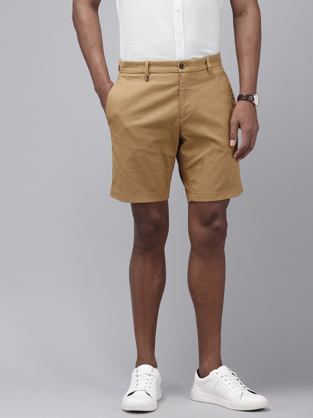 

U.S. Polo Assn. Men Slim Fit Self Design Regular Shorts, Khaki