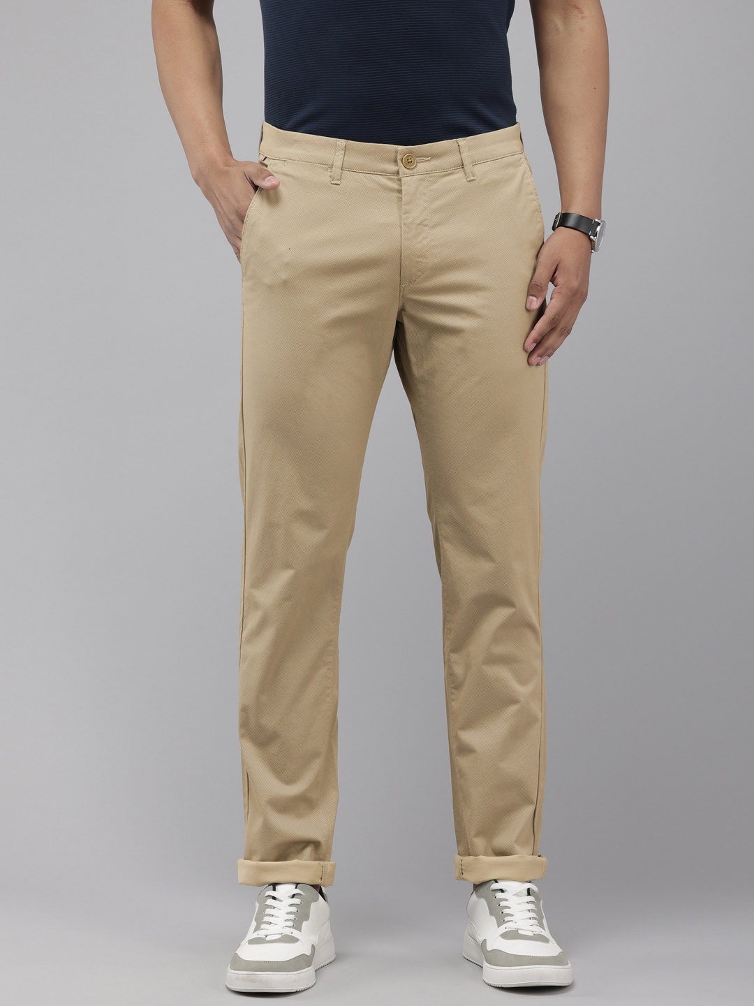 

U.S. Polo Assn. Men Printed Denver Slim Fit Chinos Trousers, Khaki