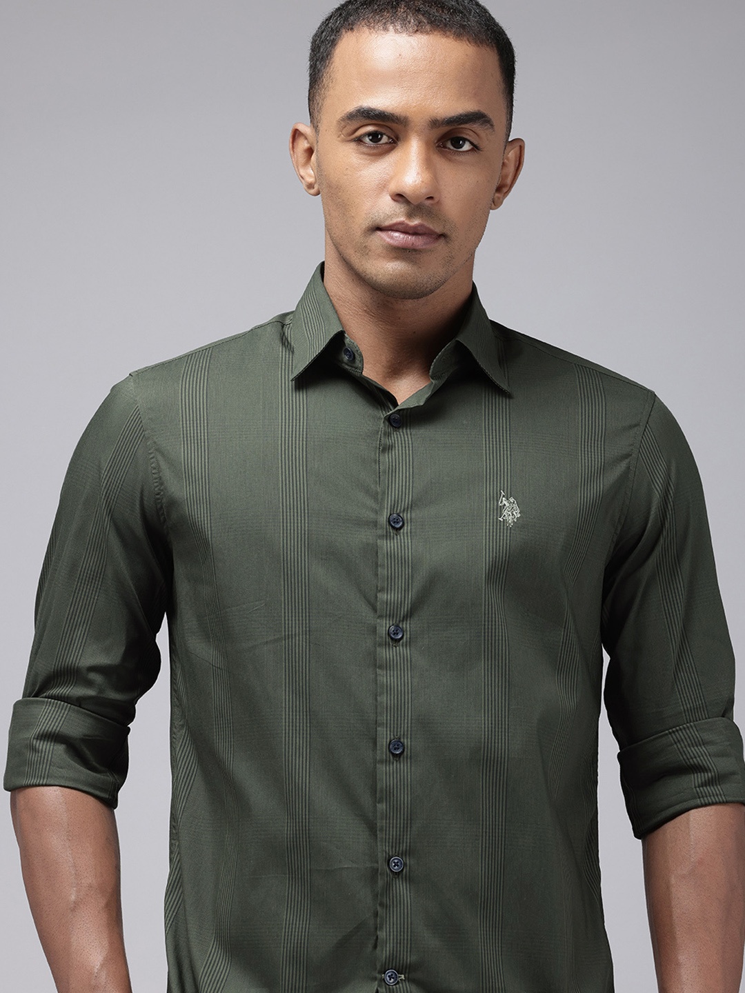 

U.S. Polo Assn. Tailored Fit Checked Casual Shirt, Olive