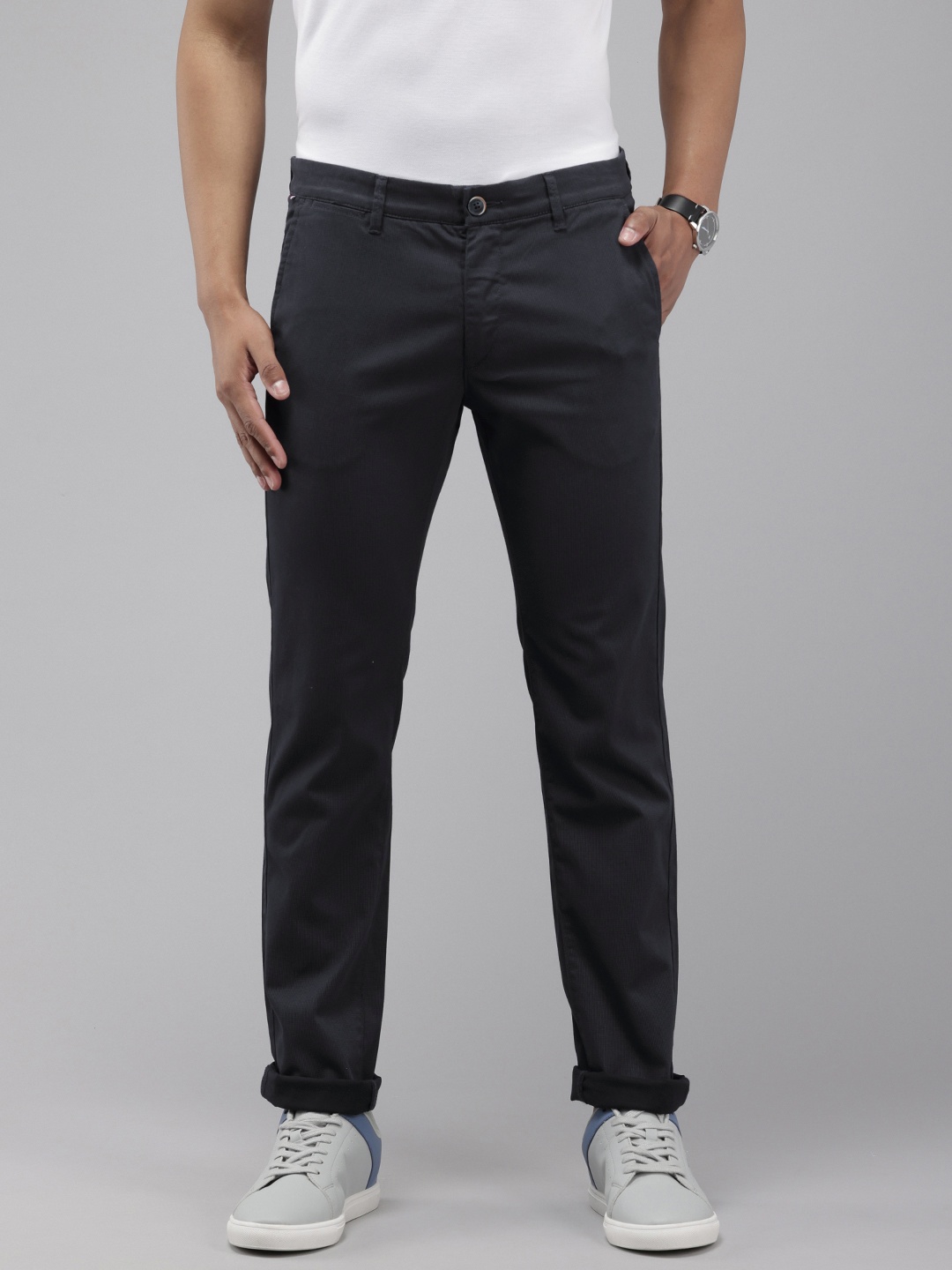 

U.S. Polo Assn. Men Printed Denver Slim Fit Chinos Trousers, Navy blue
