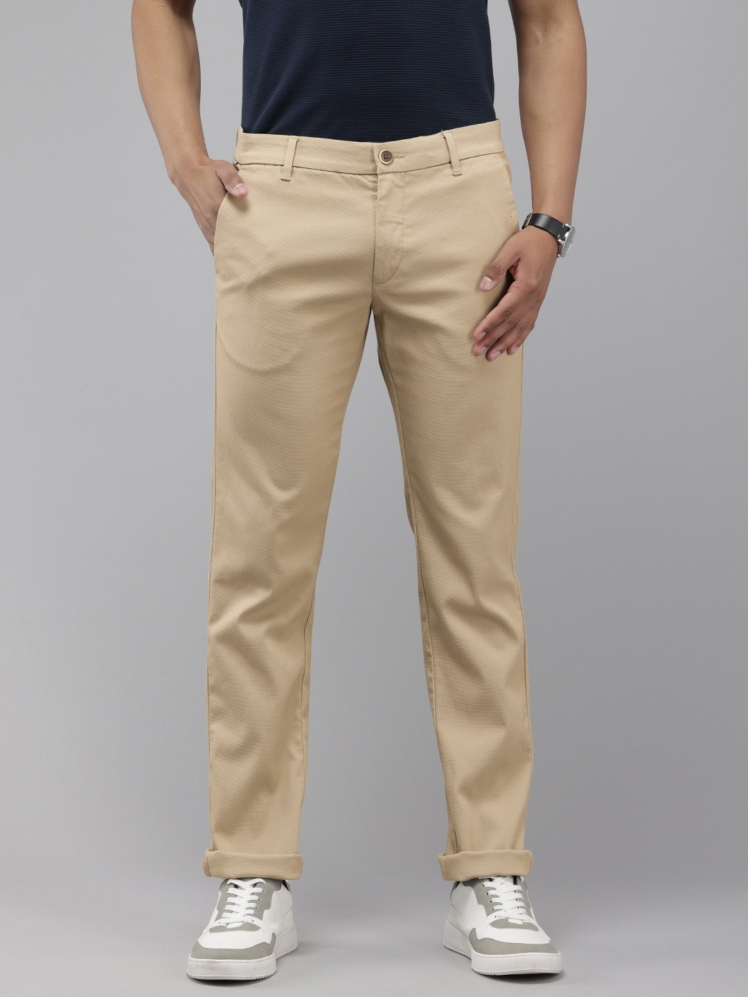 

U.S. Polo Assn. Men Textured Denver Slim Fit Trousers, Khaki