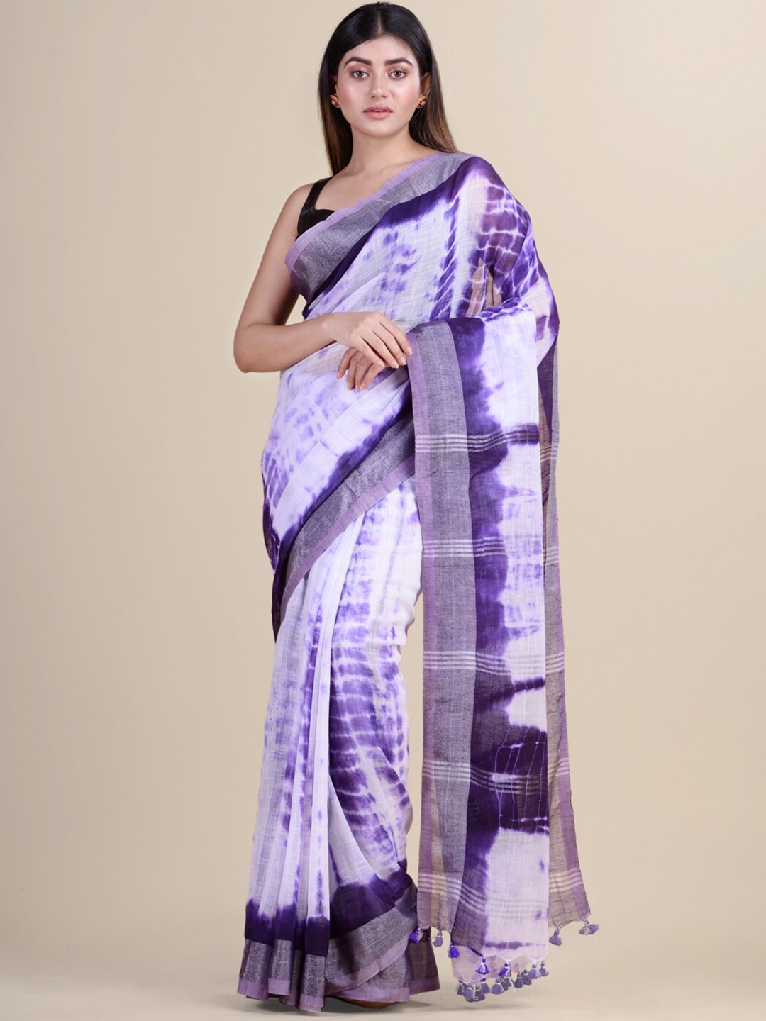 

HOUSE OF ARLI Tie And Dye Silk Cotton Saree, White