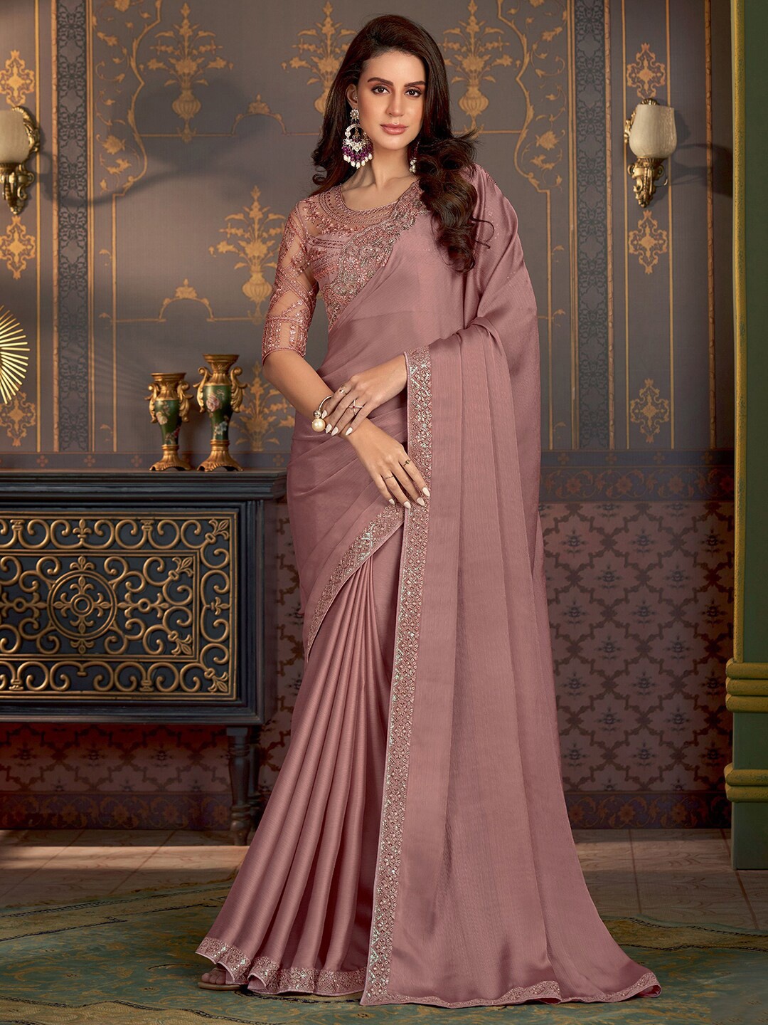 

Mitera Embroidered Kota Saree, Pink