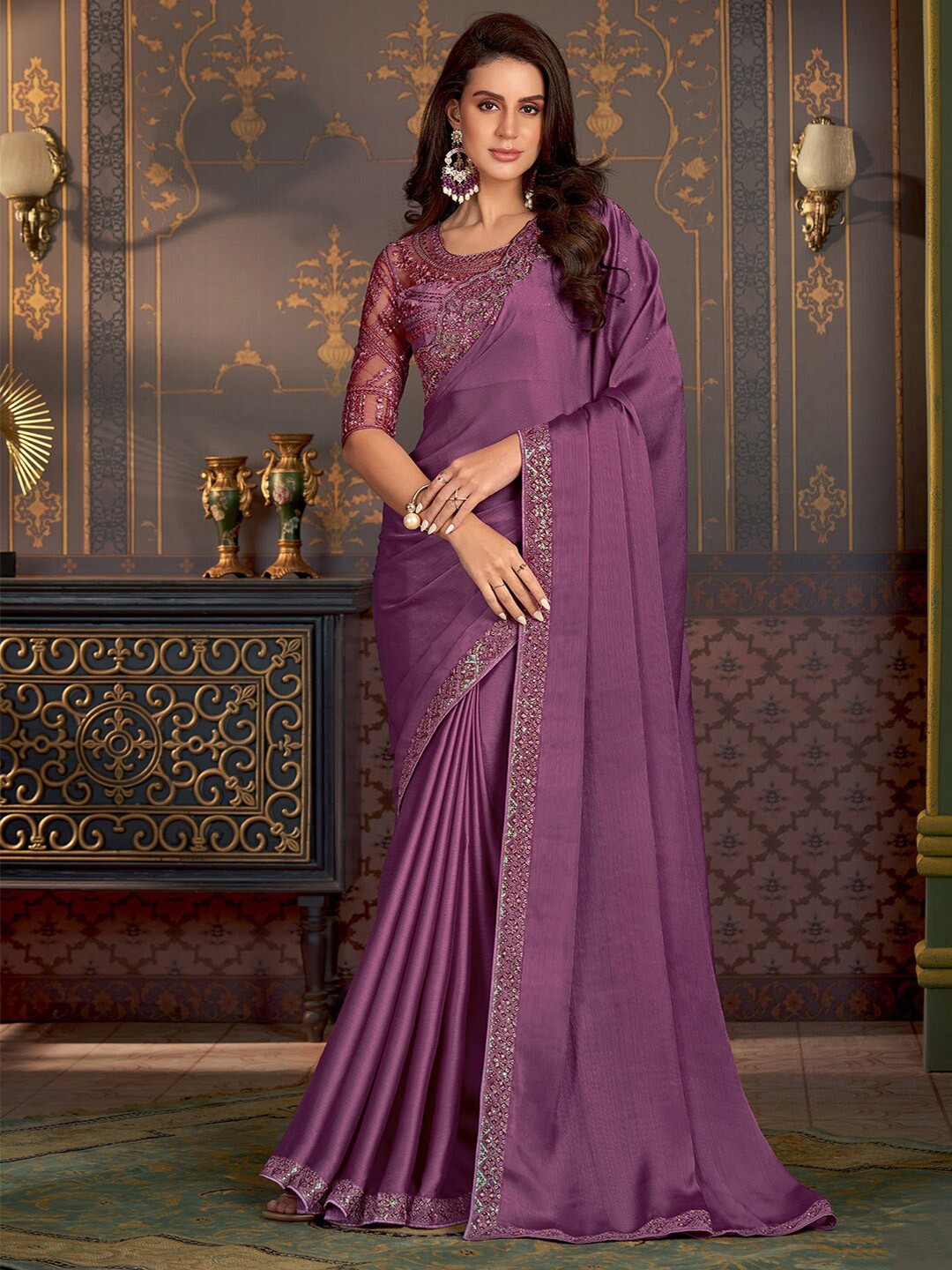 

Mitera Zari Satin Kota Saree, Purple