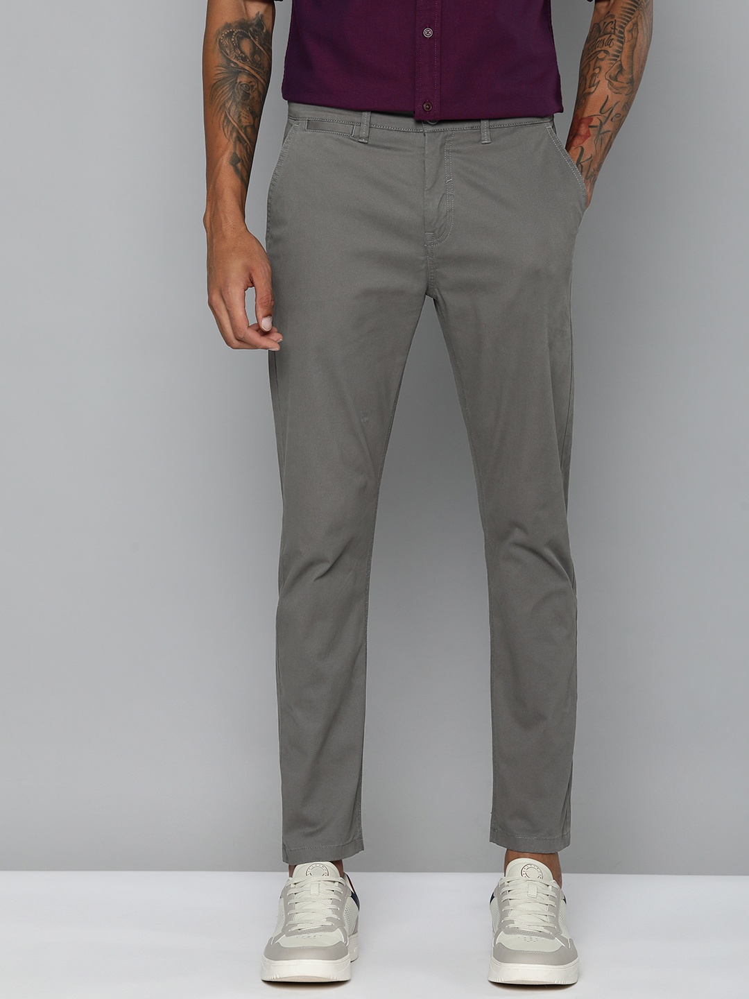 

Flying Machine Men Tapered Fit Chinos, Grey