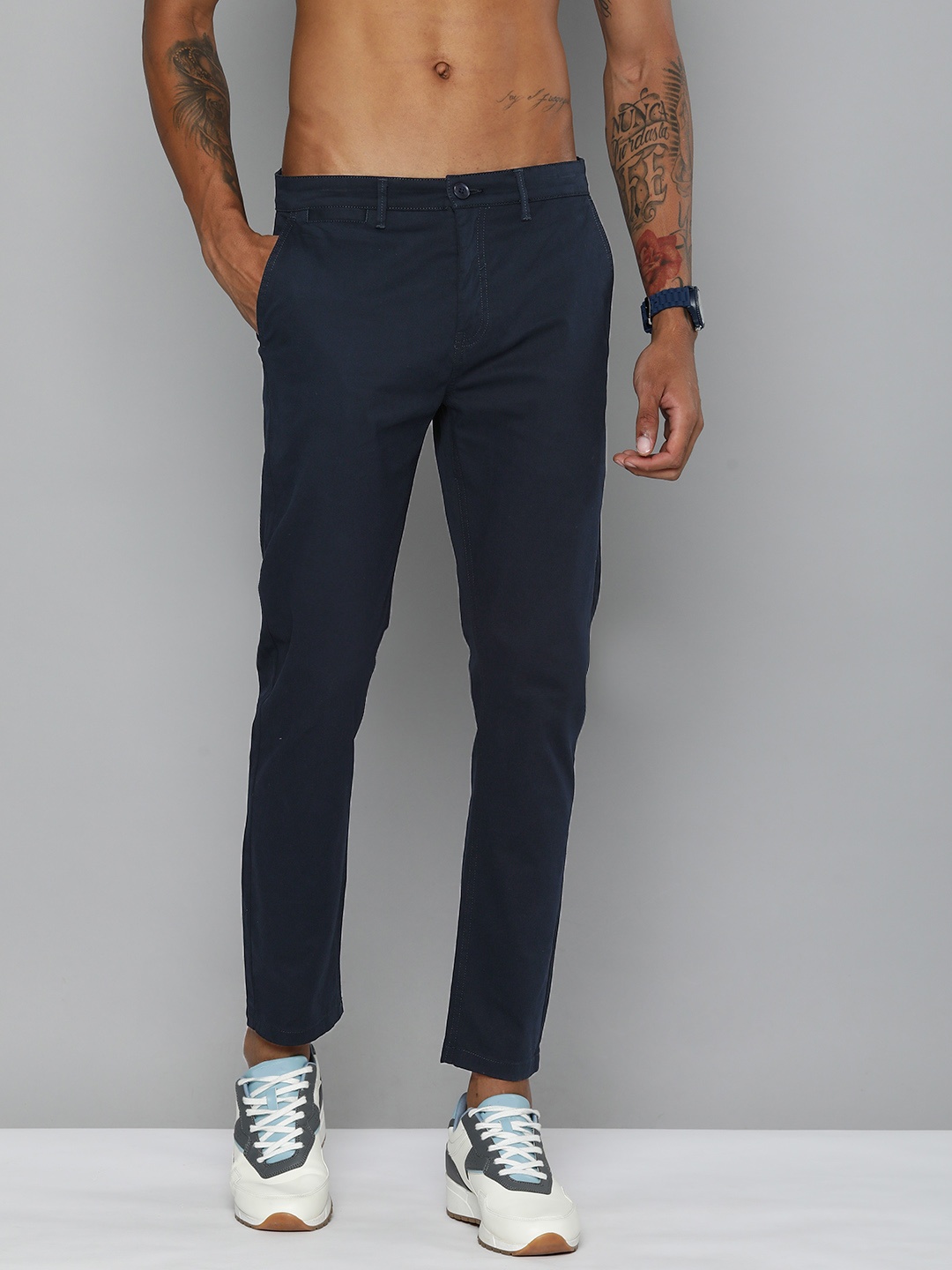 

Flying Machine Men Tapered Fit Chinos, Navy blue