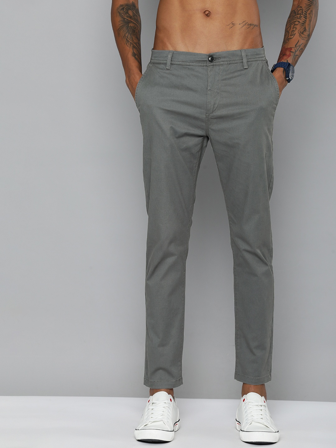 

Flying Machine Men Tapered Fit Chinos, Grey