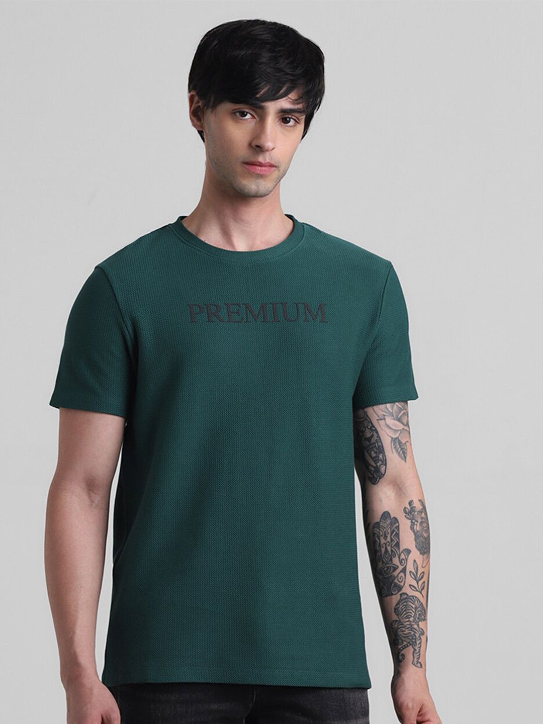 

Jack & Jones Typography Printed Pure Cotton T-shirt, Green