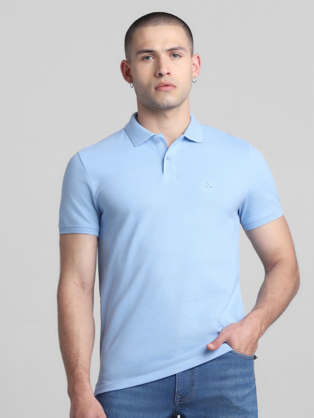 

Jack & Jones Polo Collar Slim Fit Pure Cotton T-shirt, Blue