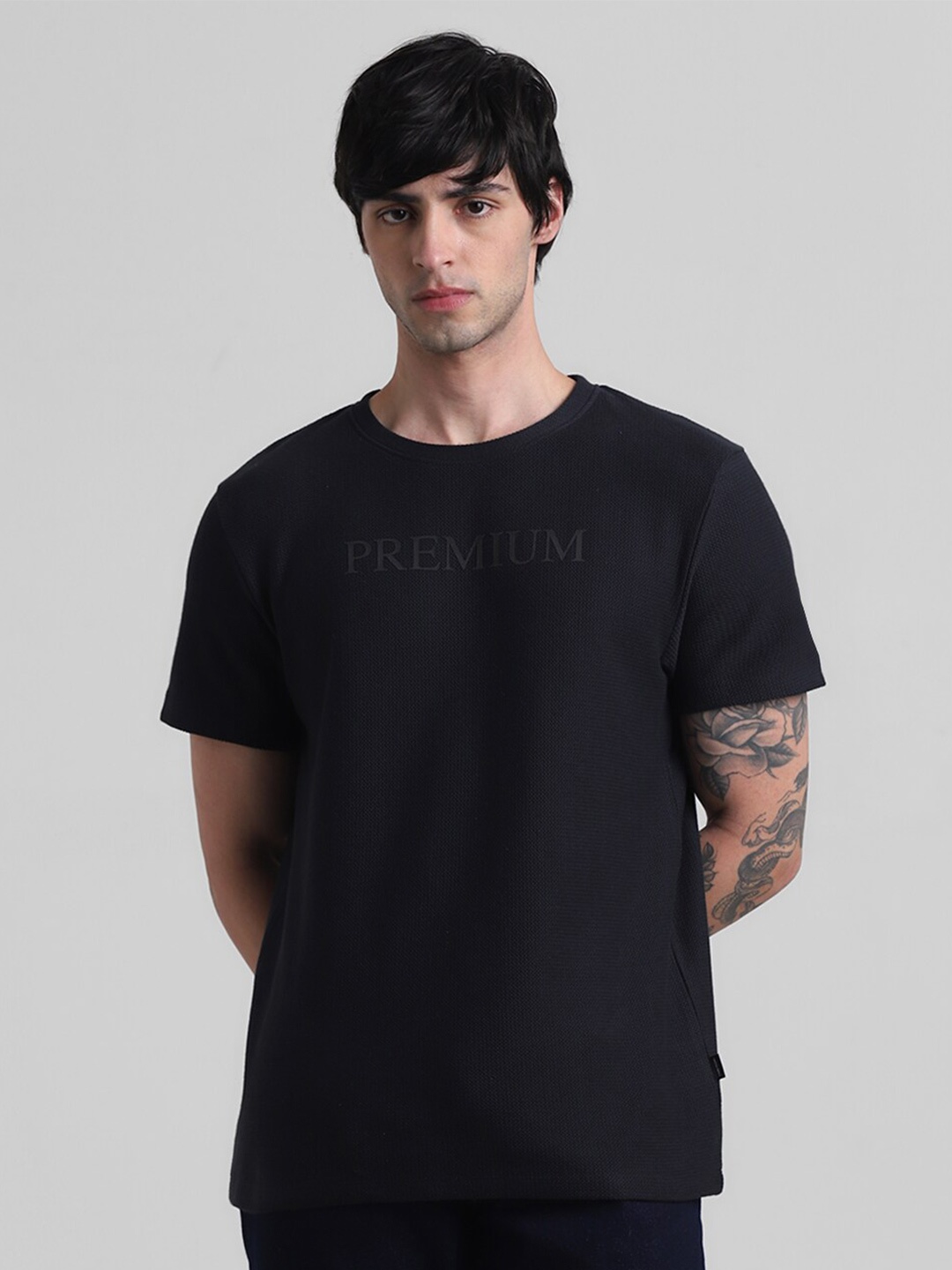 

Jack & Jones Typography Printed Pure Cotton T-shirt, Black