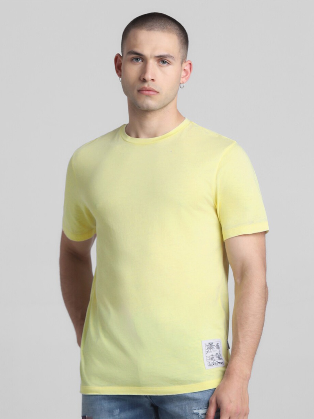 

Jack & Jones Round Neck Pure Cotton T-shirt, Yellow