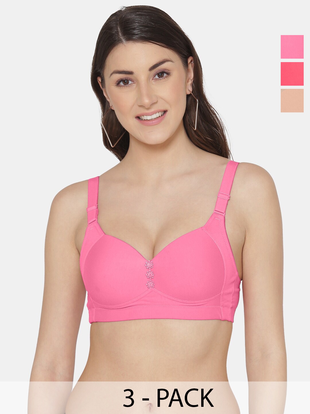 

Tweens Pack Of 3 Full Coverage Lightly Padded Minimizer Bra with All Day Comfort, Pink