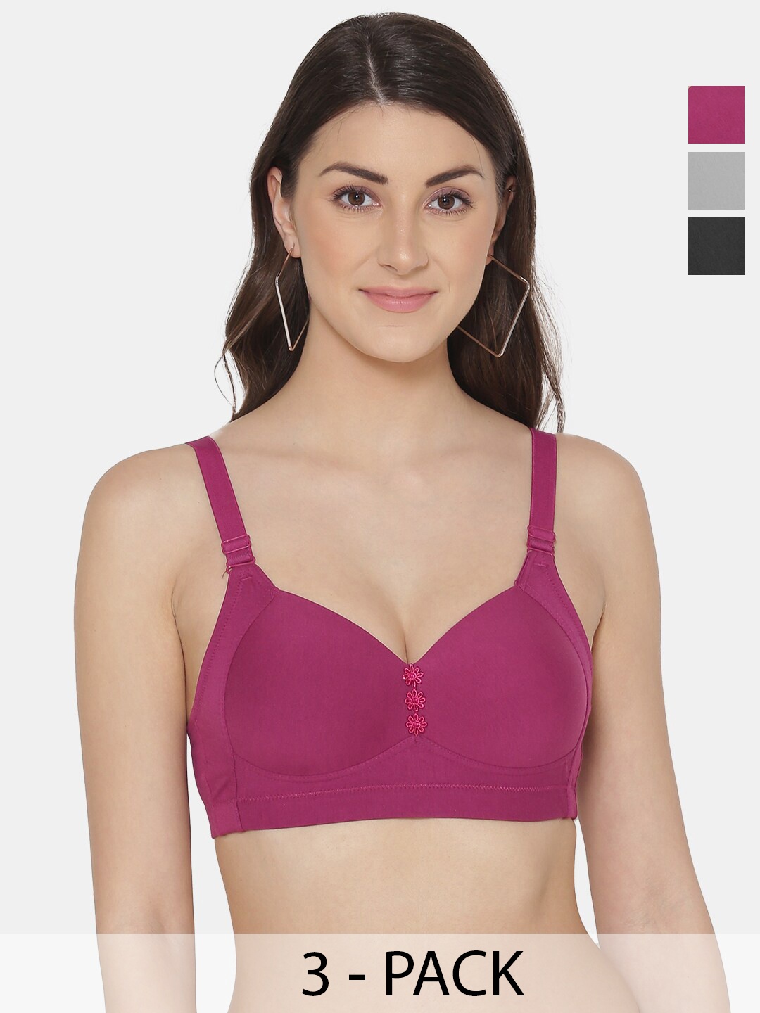 

Tweens Plus Size Pack Of 3 Full Coverage Lightly Padded Minimizer Bra - All Day Comfort, Black