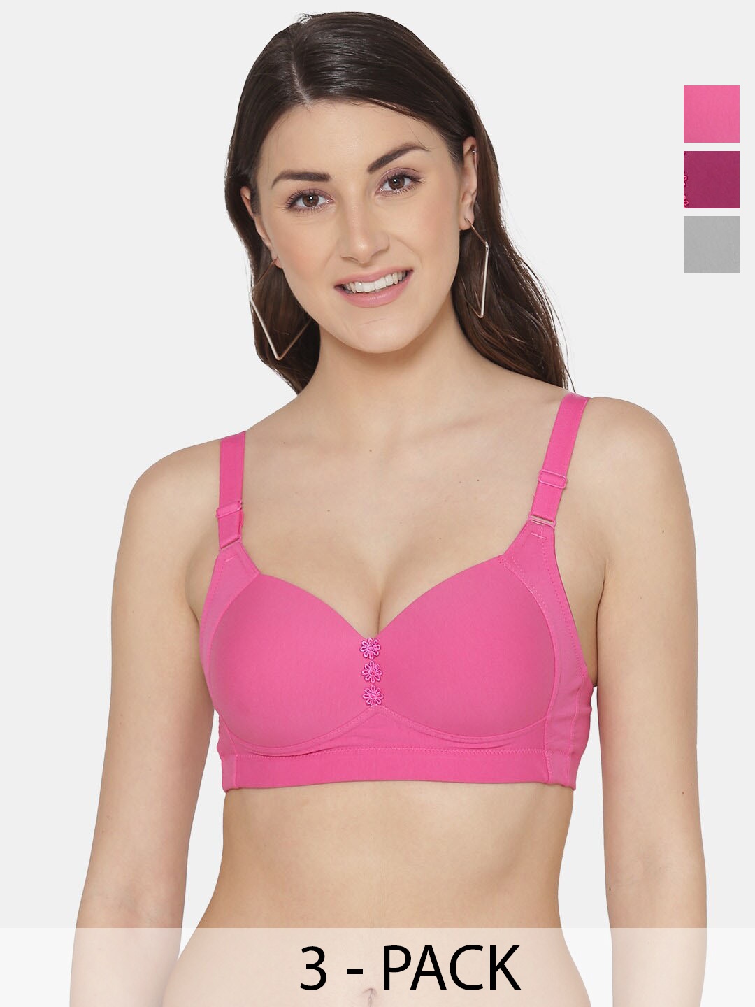 

Tweens Plus Size Pack Of 3 Full Coverage Lightly Padded Minimizer Bra - All Day Comfort, Pink