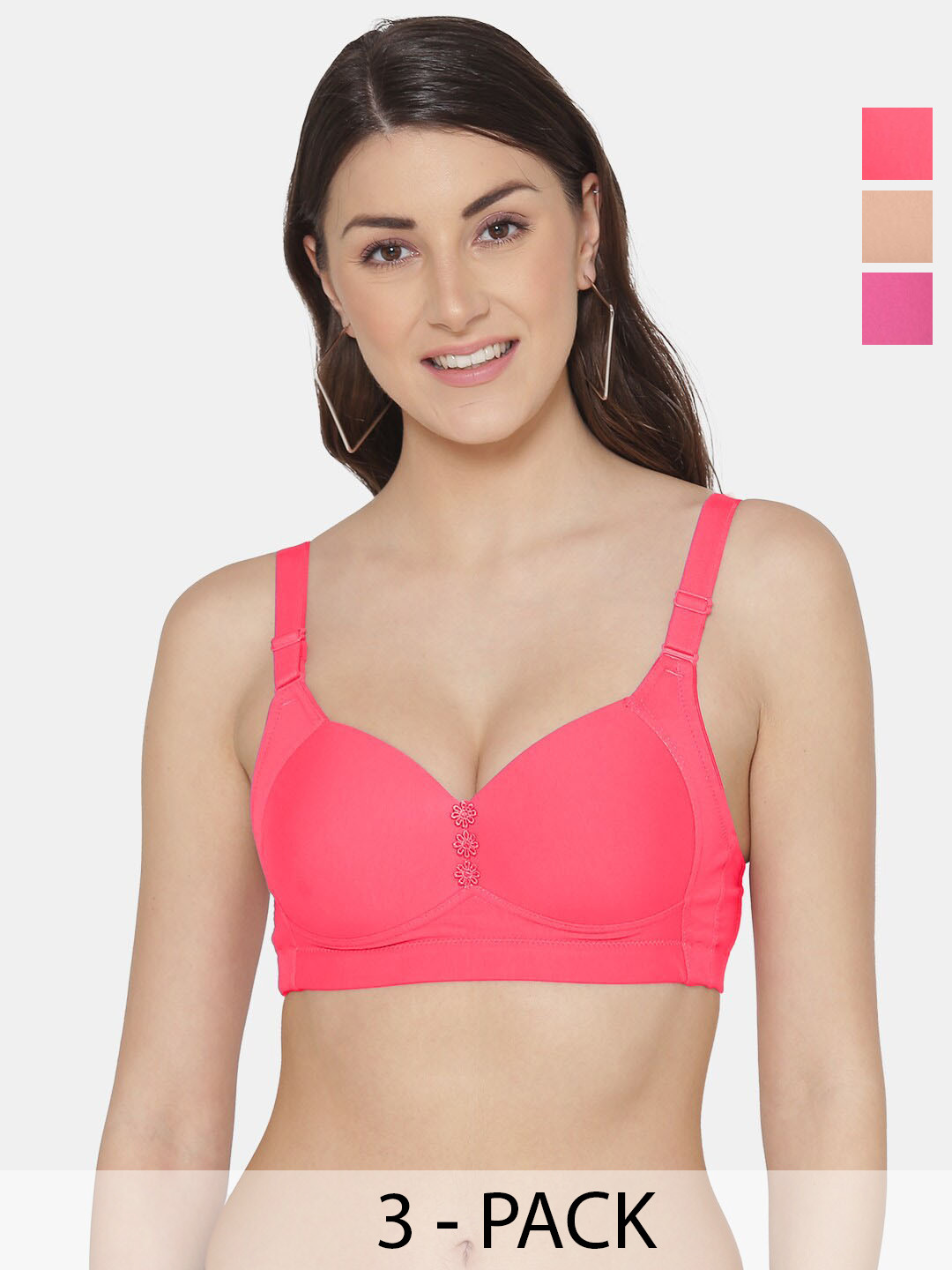 

Tweens Plus Size Pack Of 3 Full Coverage Lightly Padded Minimizer Bra - All Day Comfort, Pink
