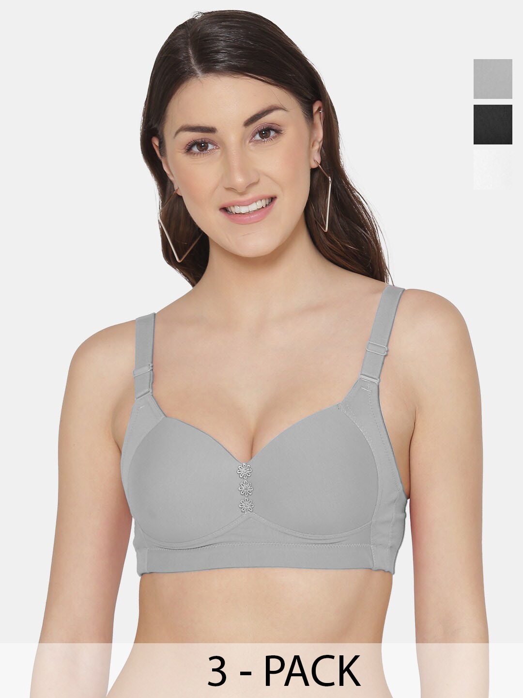 

Tweens Plus Size Pack Of 3 Full Coverage Lightly Padded Minimizer Bra - All Day Comfort, Grey